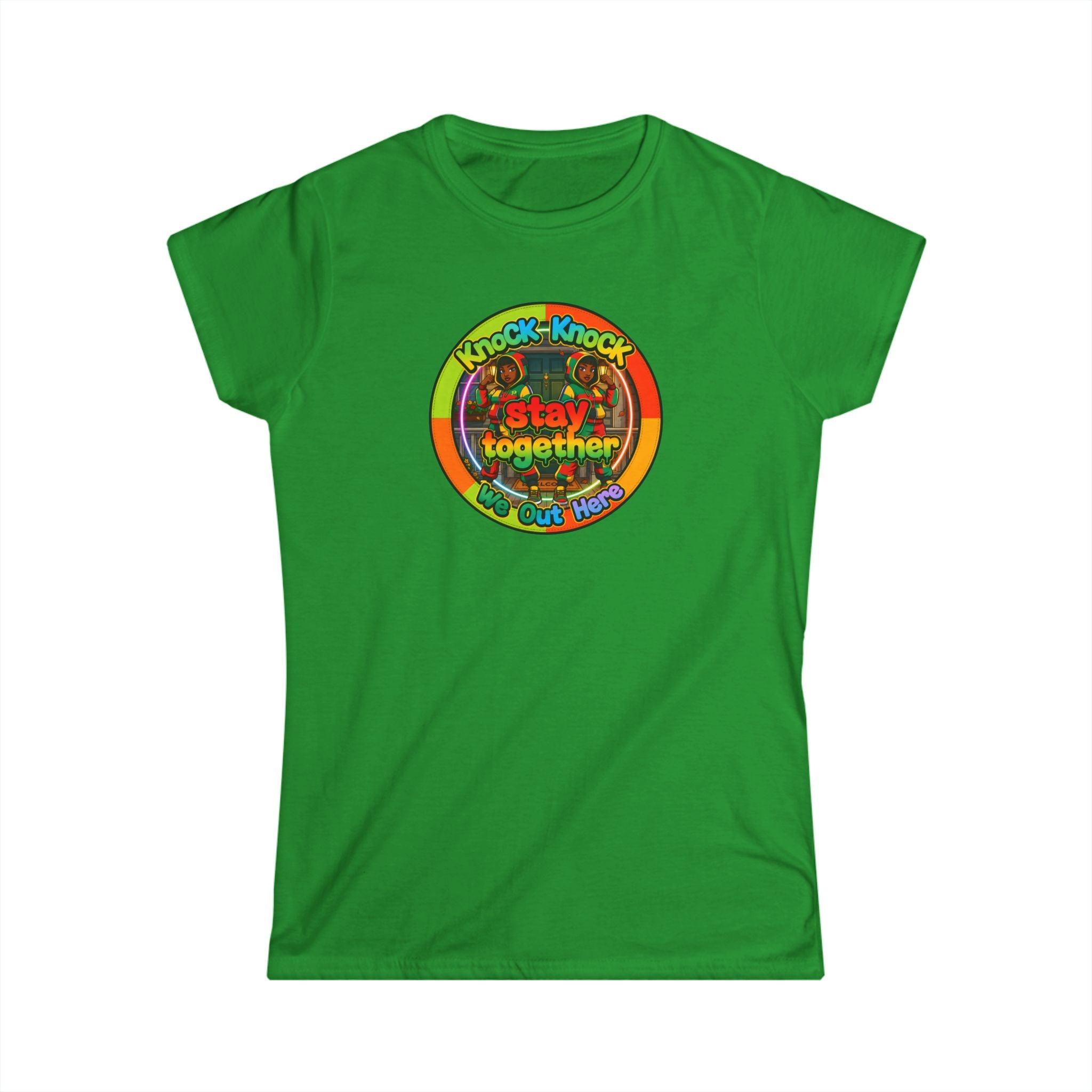 T‑Shirt — 'Knock Knock Stay Together' Retro Color Wheel Graphic Tee