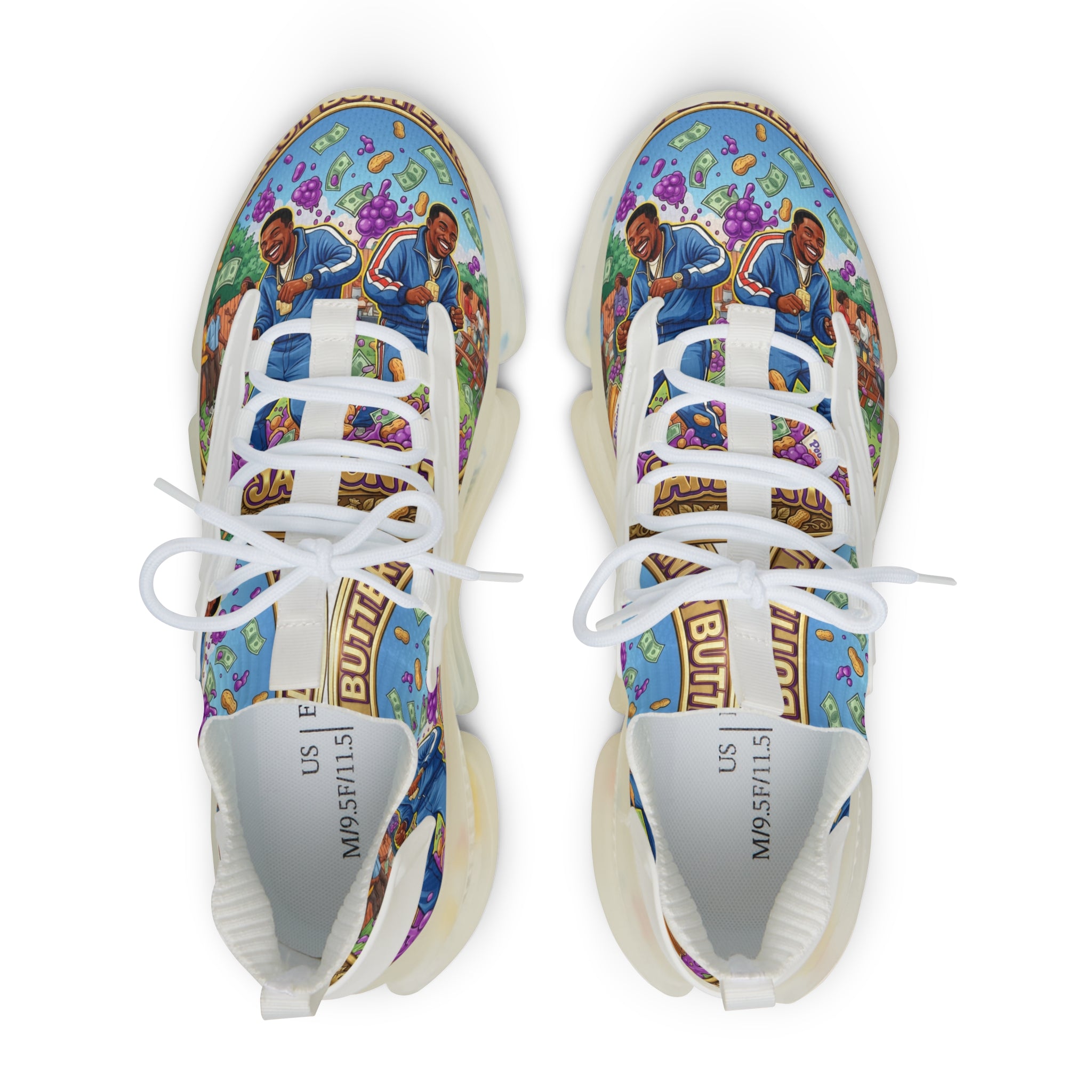 Mesh Sneakers —" Peanut Butter Jelly" Colorful Family Portrait Design Athletic Shoes