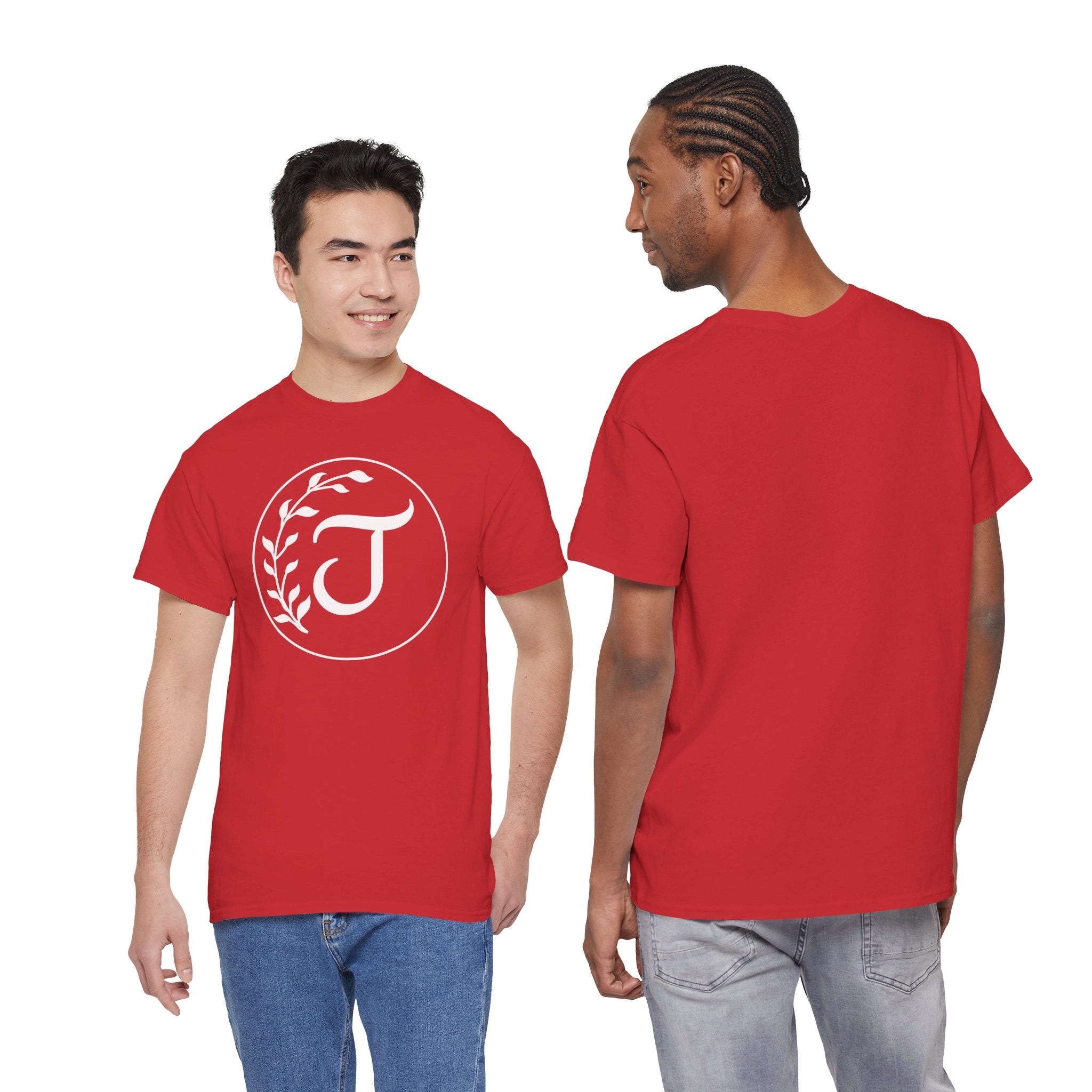 White Tee with Subtle "Floral J " Jesus Christ "— Minimalist Japanese Character T-Shirt