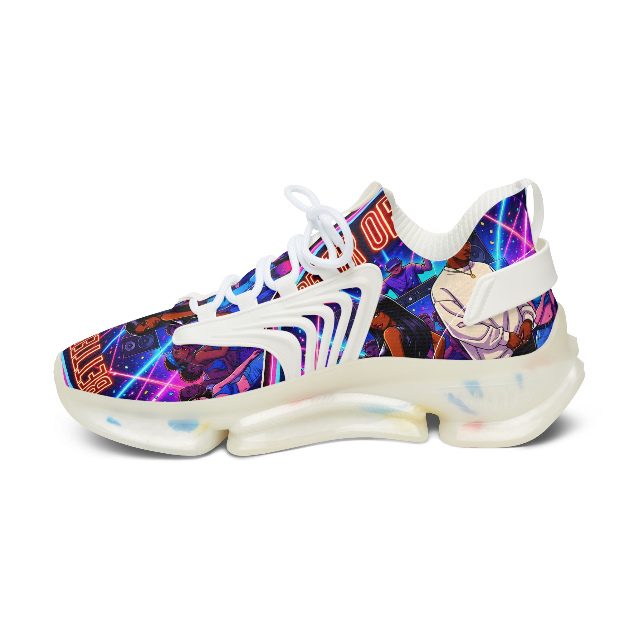Women's Mesh Sneakers — Retro Vaporwave Anime Graphic Athletic Shoes