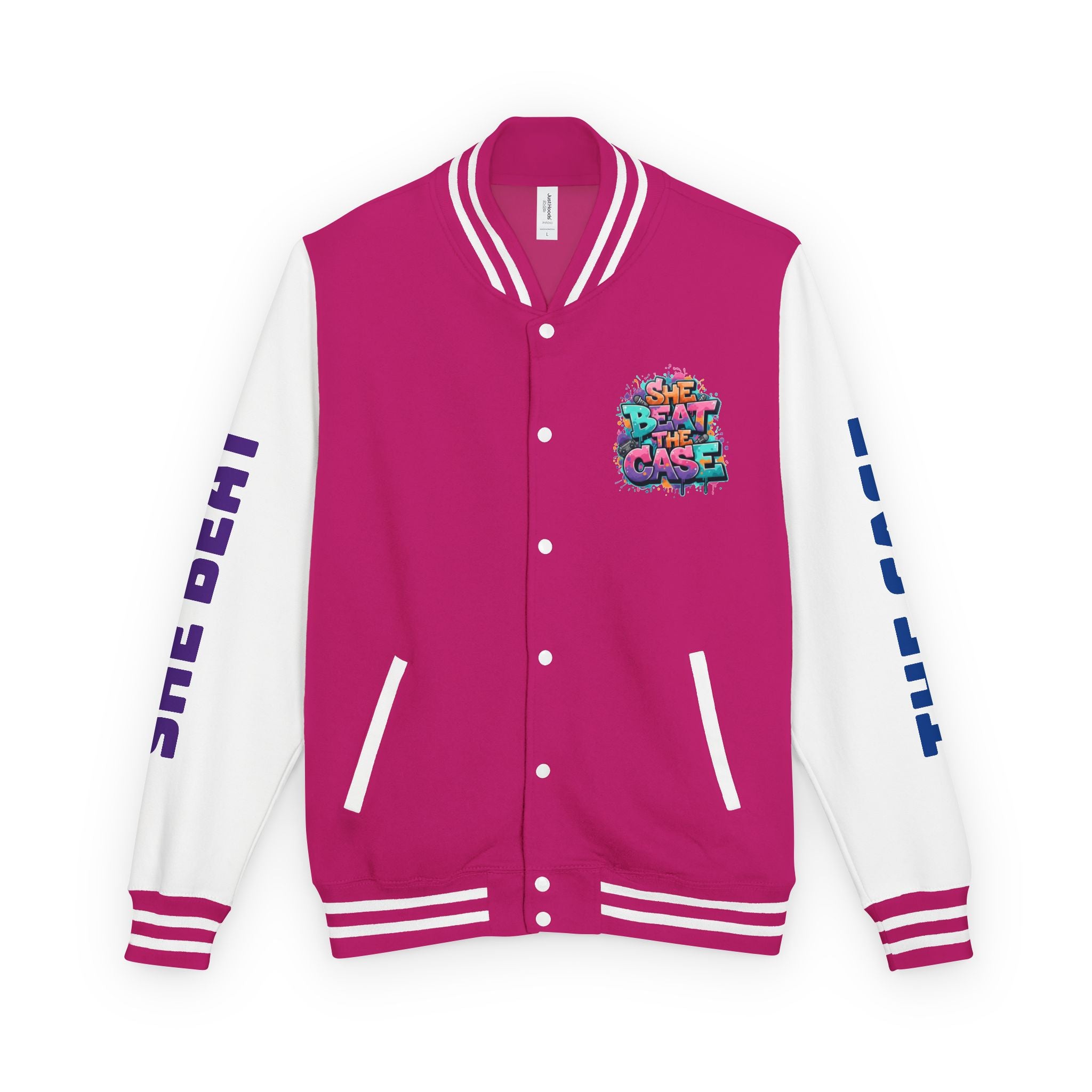 Letterman Jacket — “She Beat the Case” Colorful Graffiti Backprint