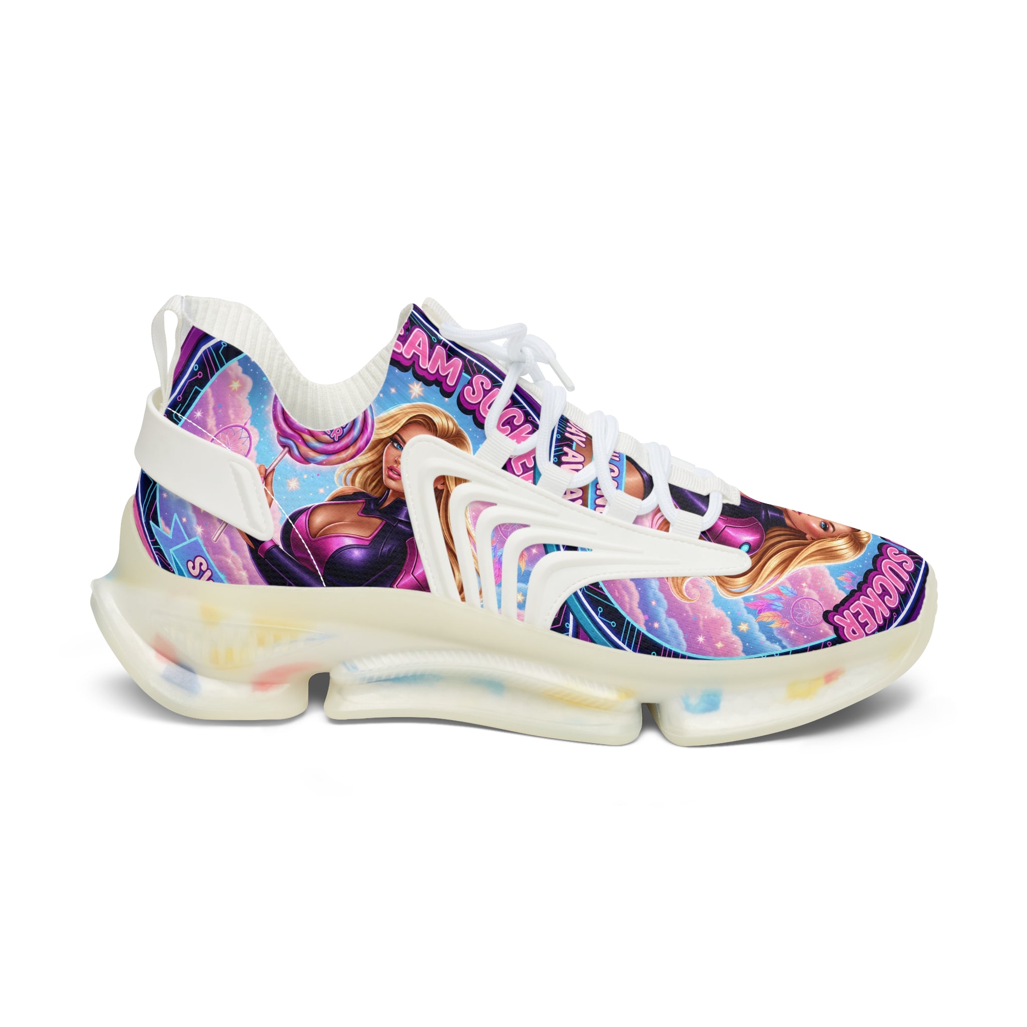 Women's Mesh Sneakers — Colorful Pop-Art 'A Dream Sucker' Graphic Athletic Shoes