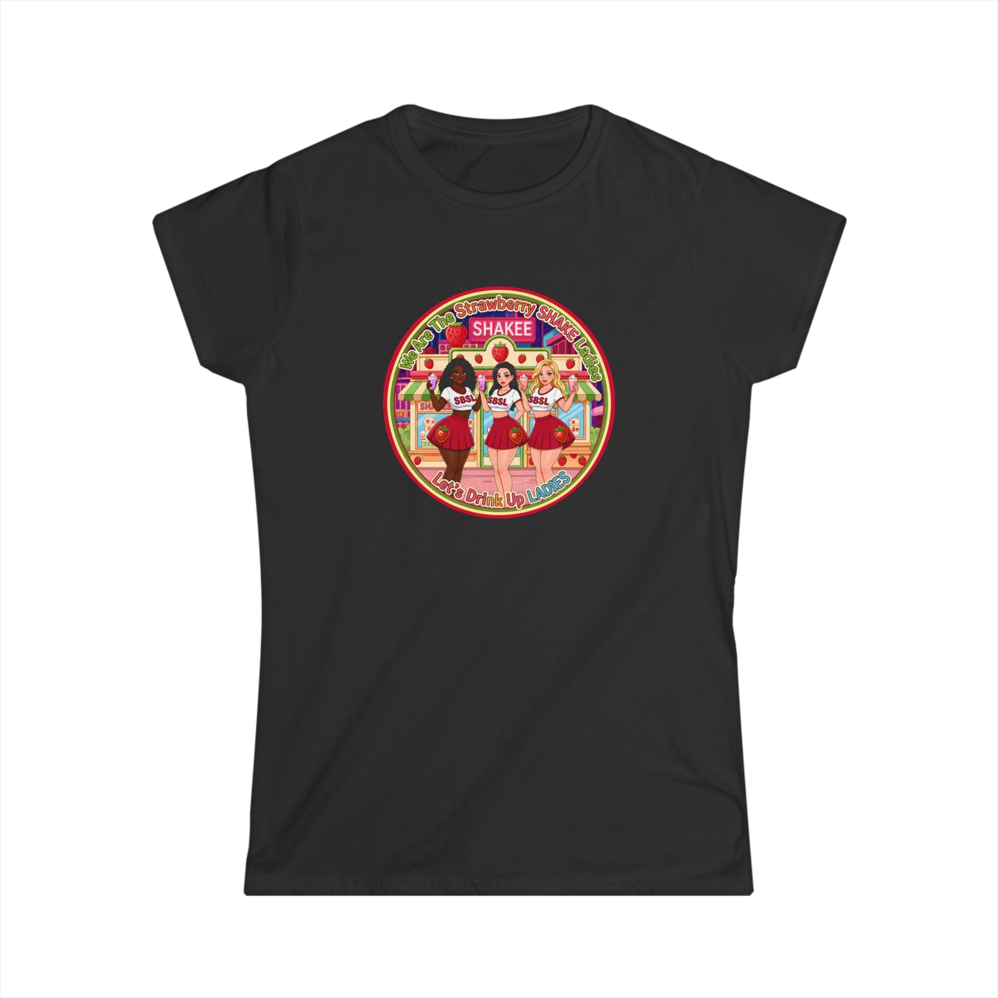 Retro Girl Group Tee — "We Are The Strawberry Shake Ladies" Vintage K-Pop Style Graphic Shirt