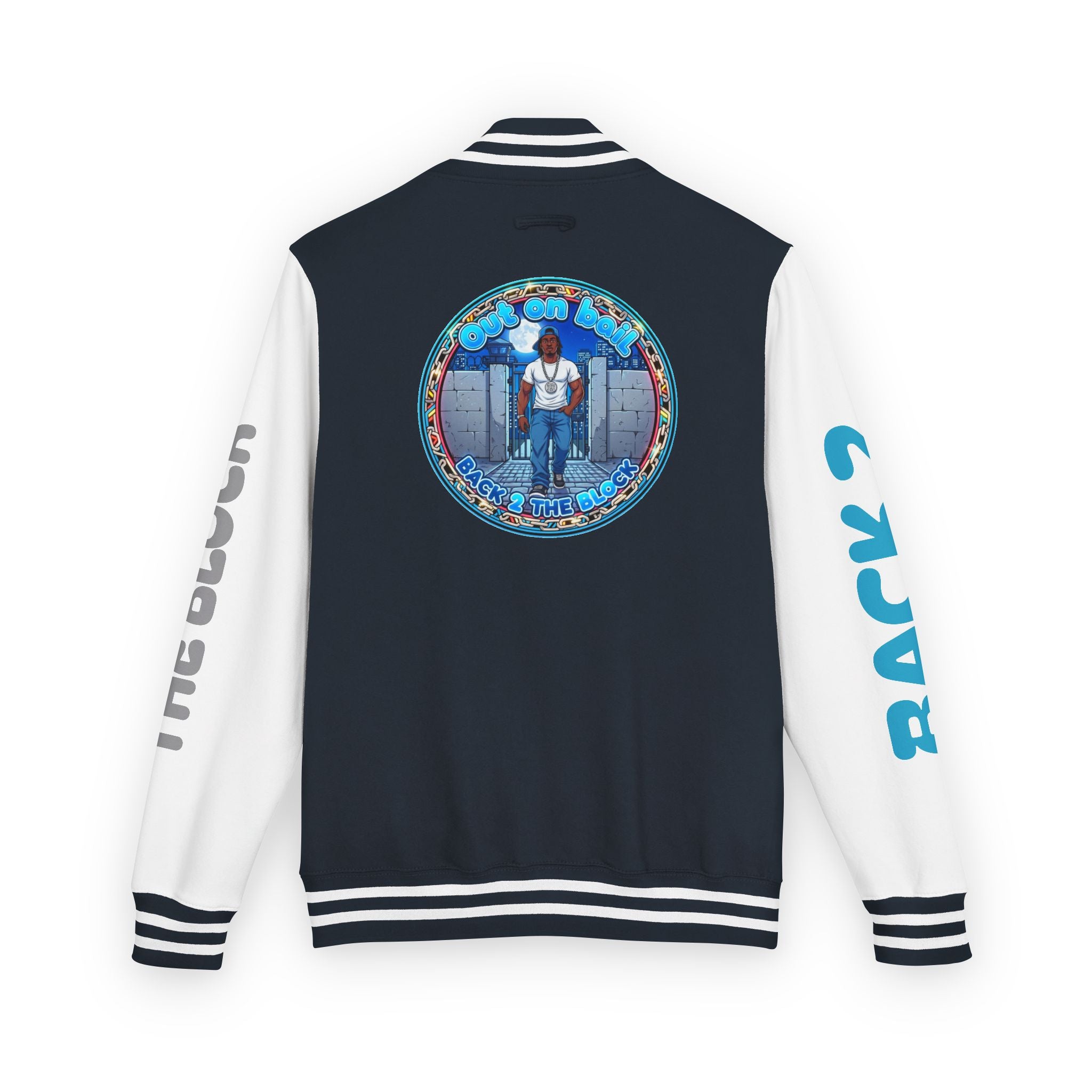 Letterman Jacket — 'Back 2 The Block' Retro Streetwear Patch Jacket