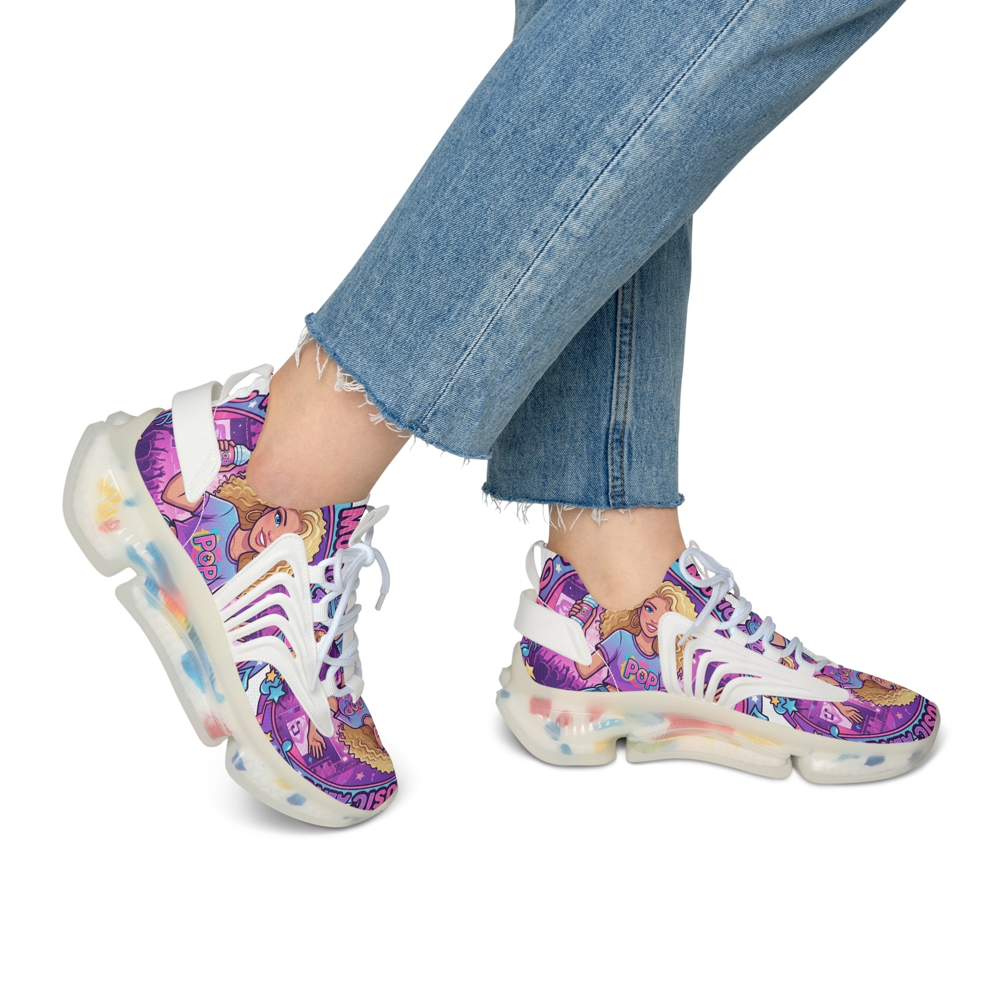 Women’s Mesh Sneakers —"Keep Pop Music Alive " Women's Trendy Printed Athletic Shoes