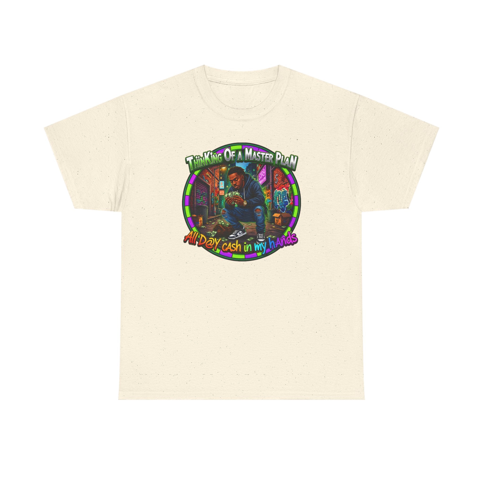 T-Shirt — "Thinking of a Master Plan" Colorful Retro Hip-Hop Graphic Tee
