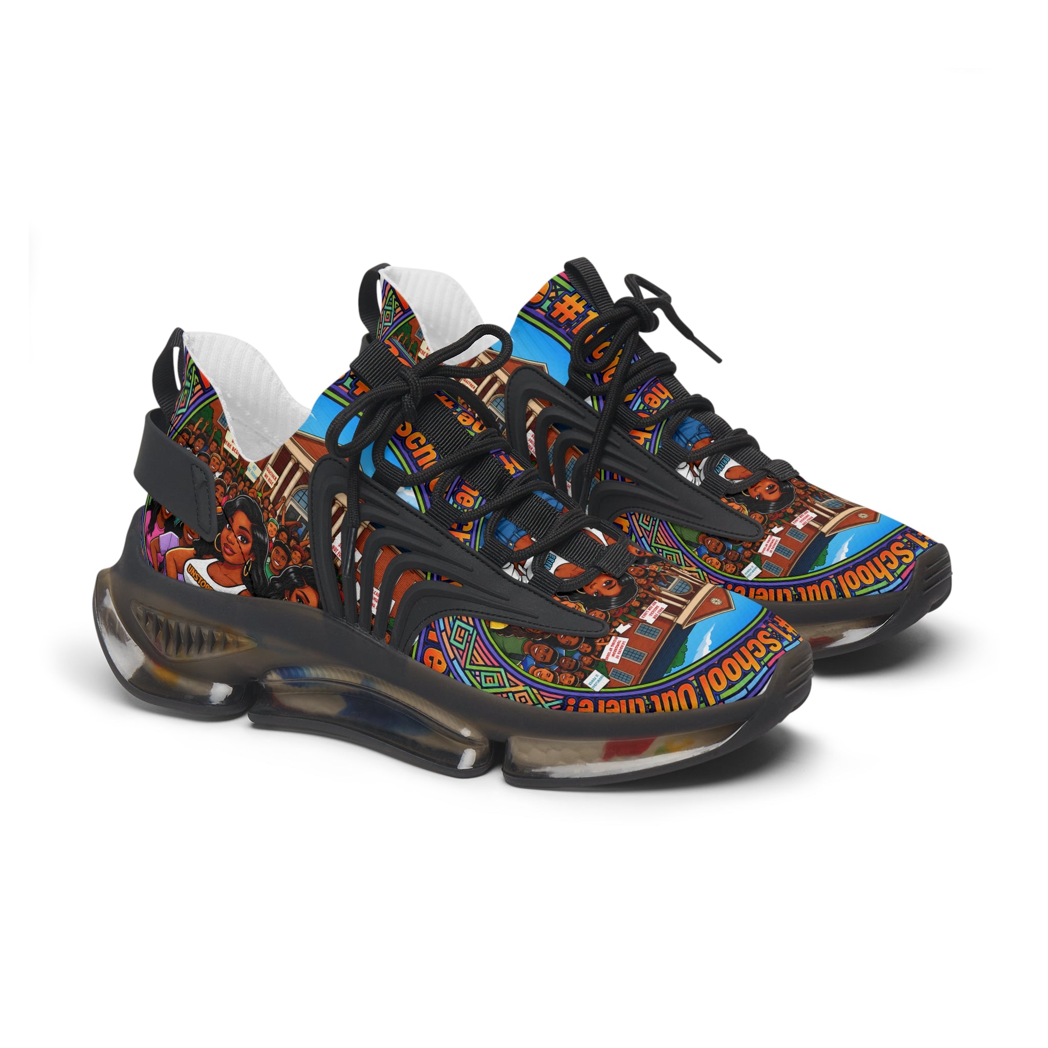 Women’s Mesh Sneakers — " What's The #1 School Out There "Vintage School Crew Graphic Athletic Shoes