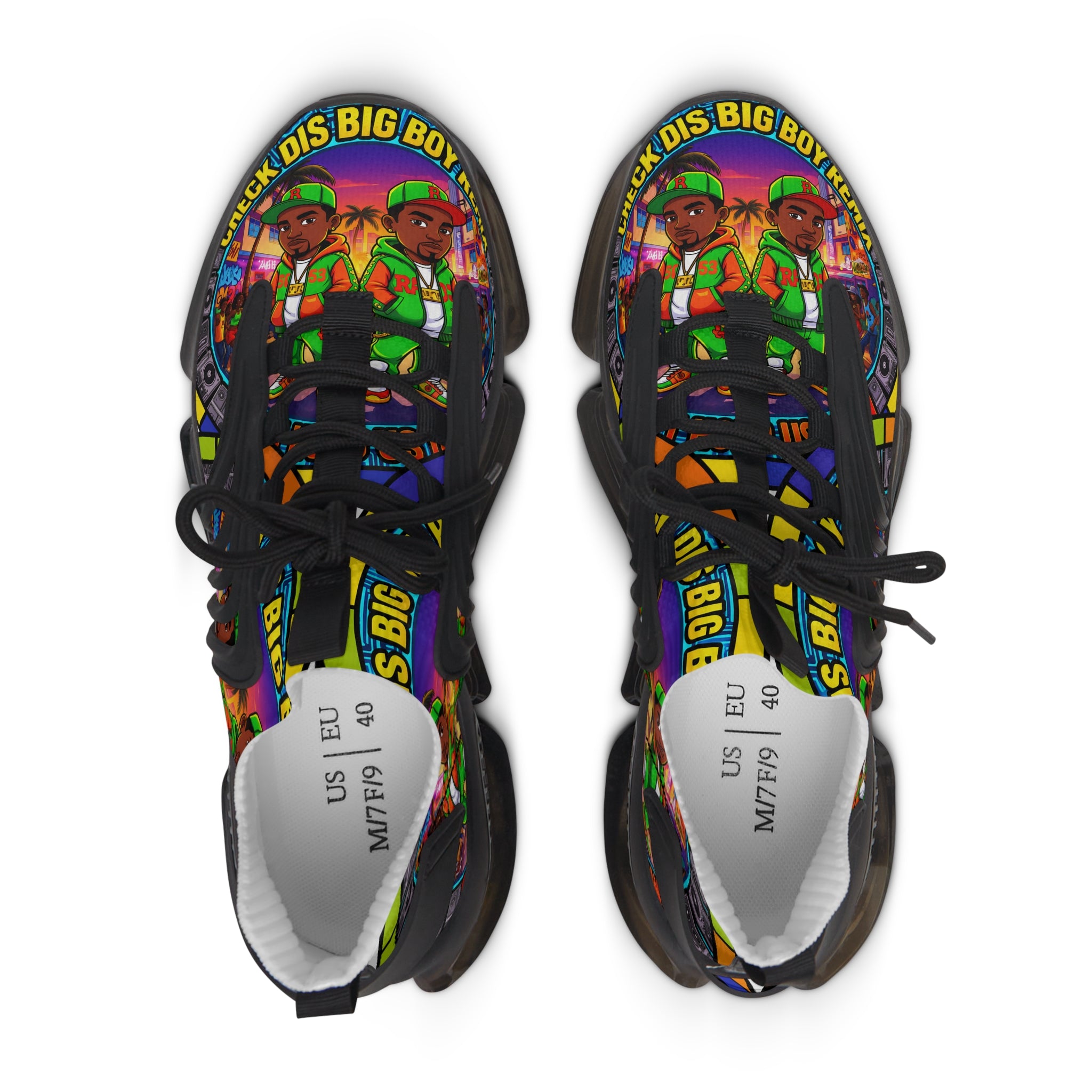 Women's Mesh Sneakers — Colorful Retro 'Check Dis Big Boy Remix' Graphic Trainers