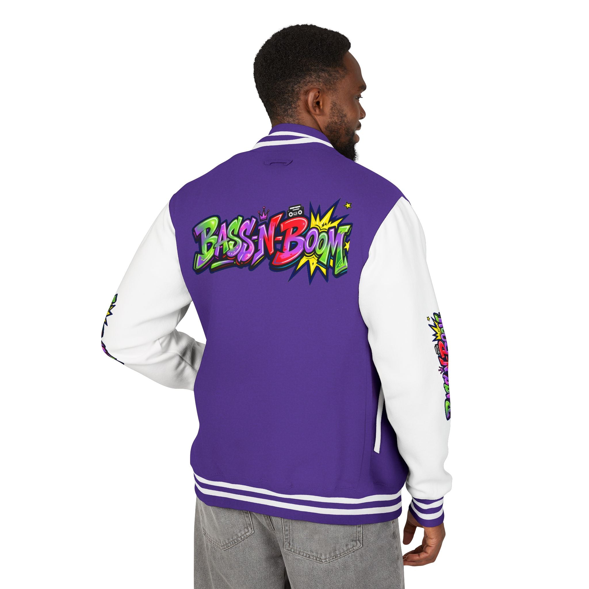 Letterman Jacket — 'Bass N Boom' Graffiti Bomber