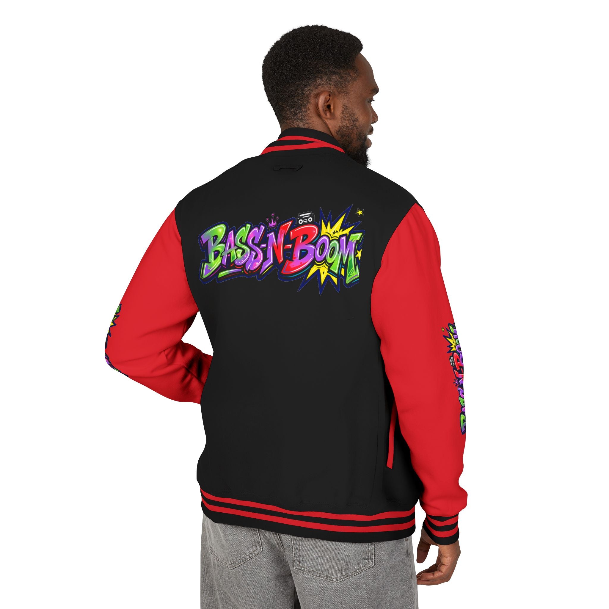 Letterman Jacket — 'Bass N Boom' Graffiti Bomber