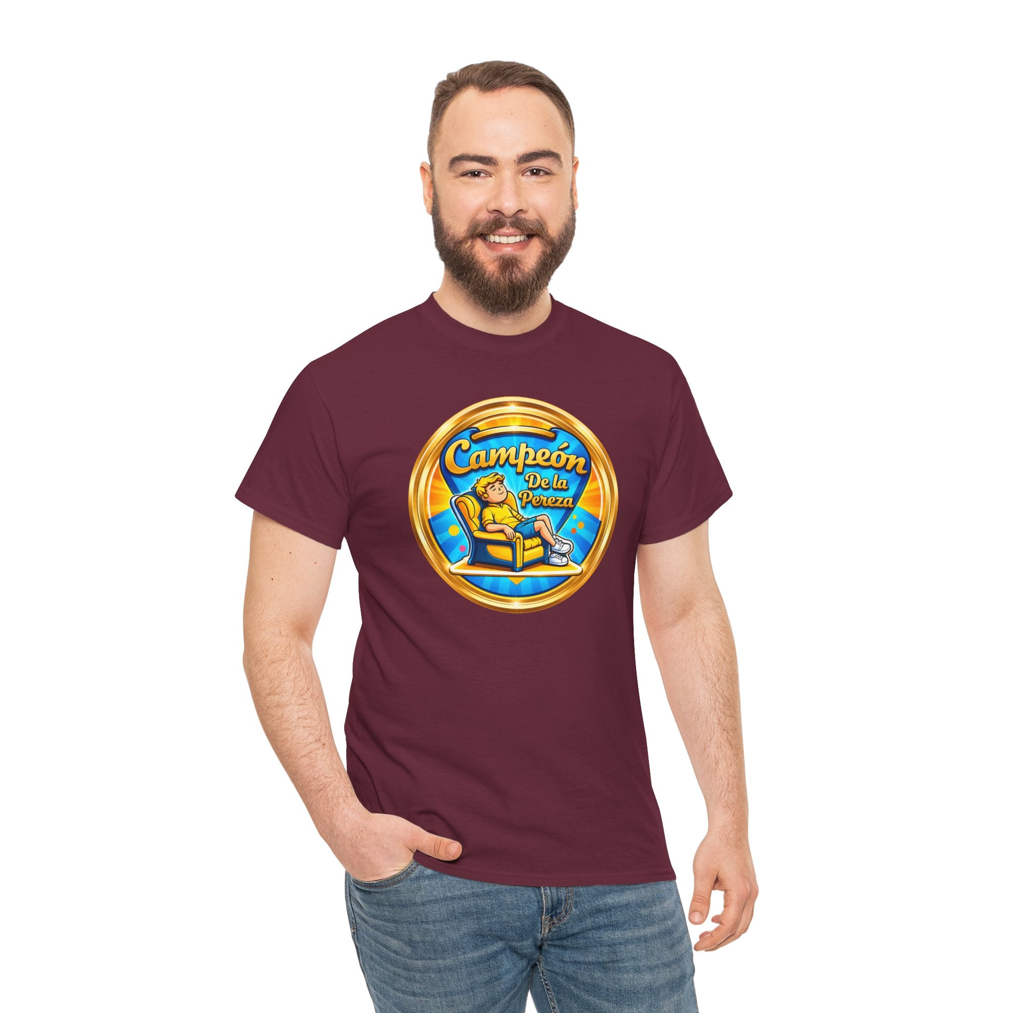 "Campeón De La Pereza" Tee — Gold Badge Adventure T‑Shirt