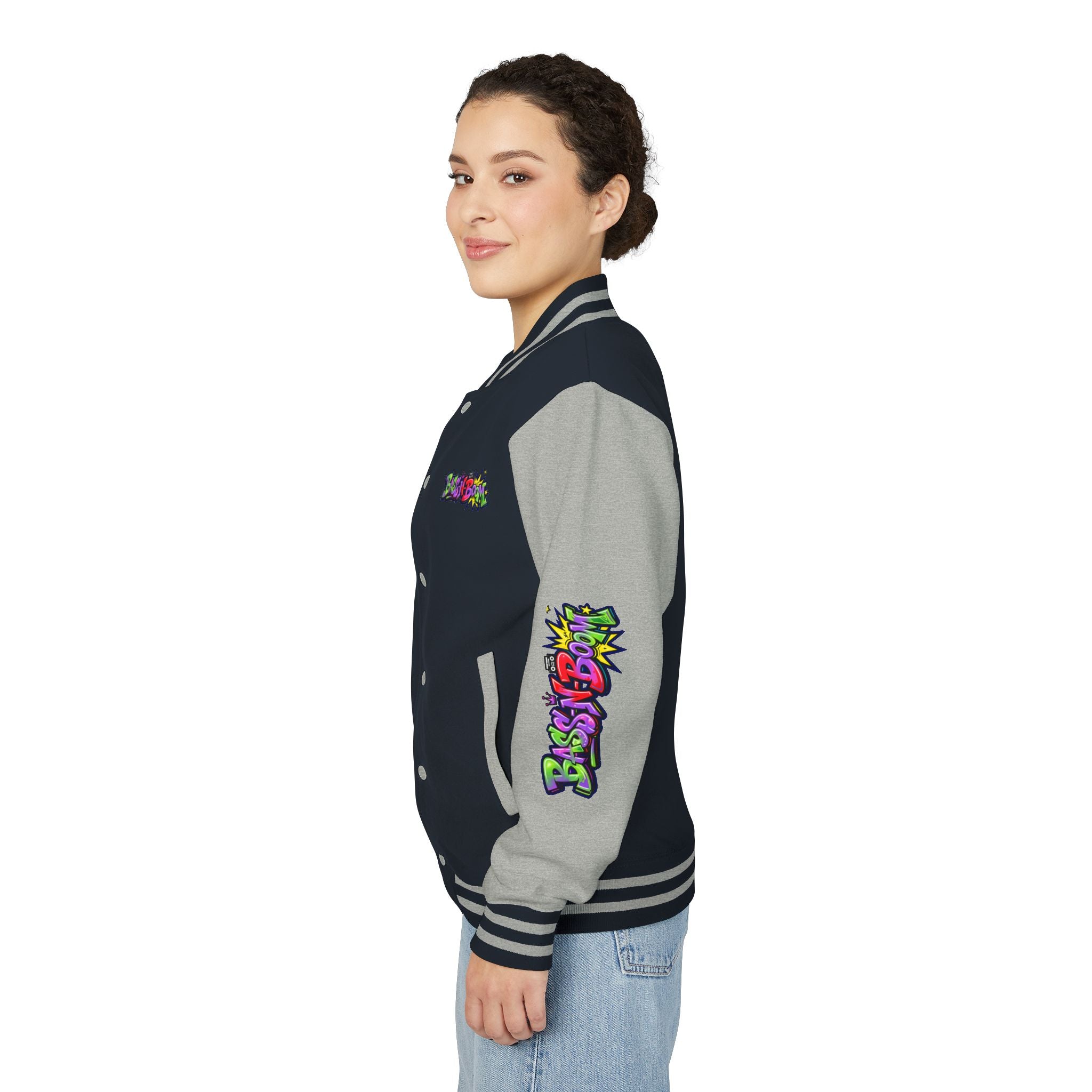 Letterman Jacket — 'Bass N Boom' Graffiti Bomber