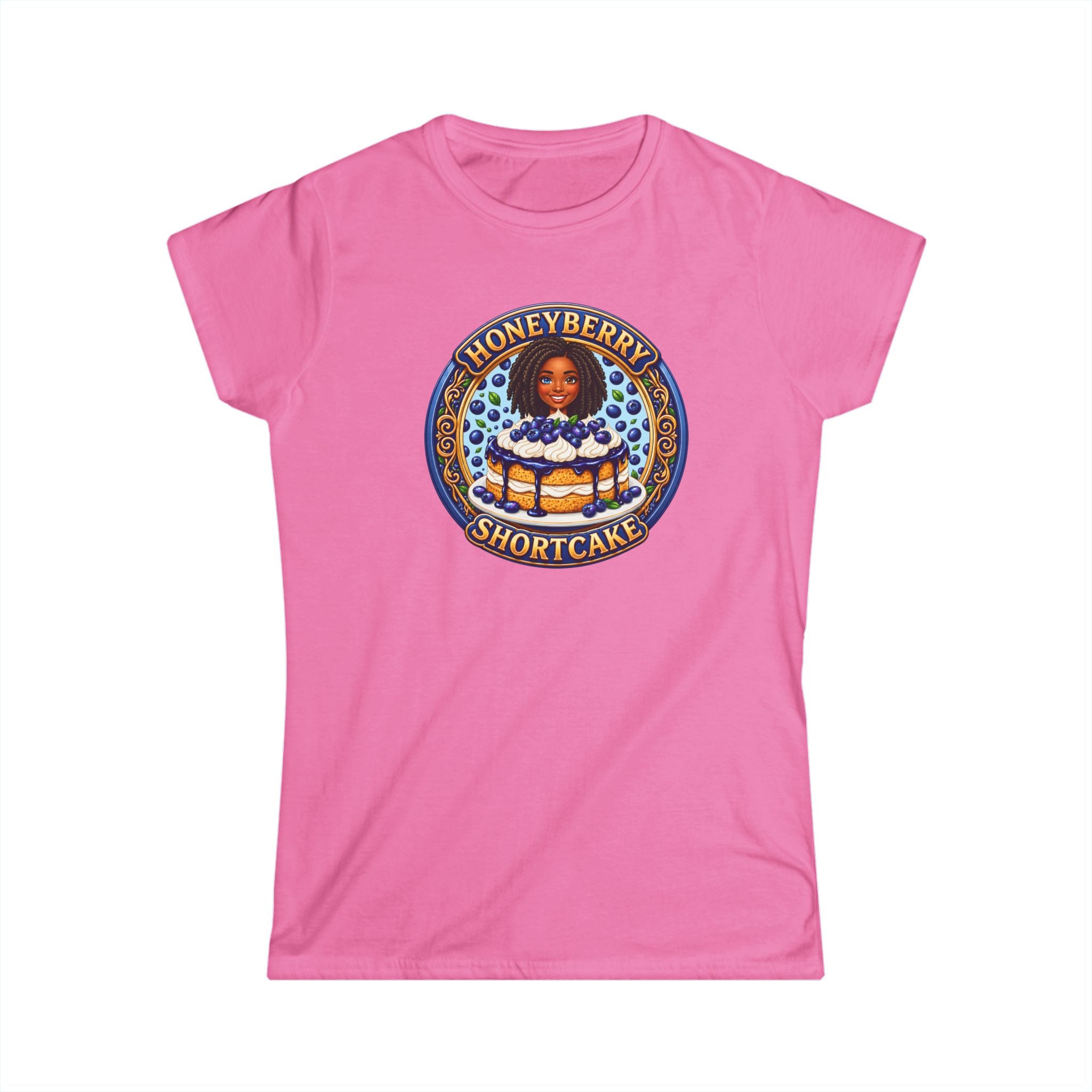 "Honeyberry Shortcake" Women's Tee – Retro Dessert Graphic Shirt
