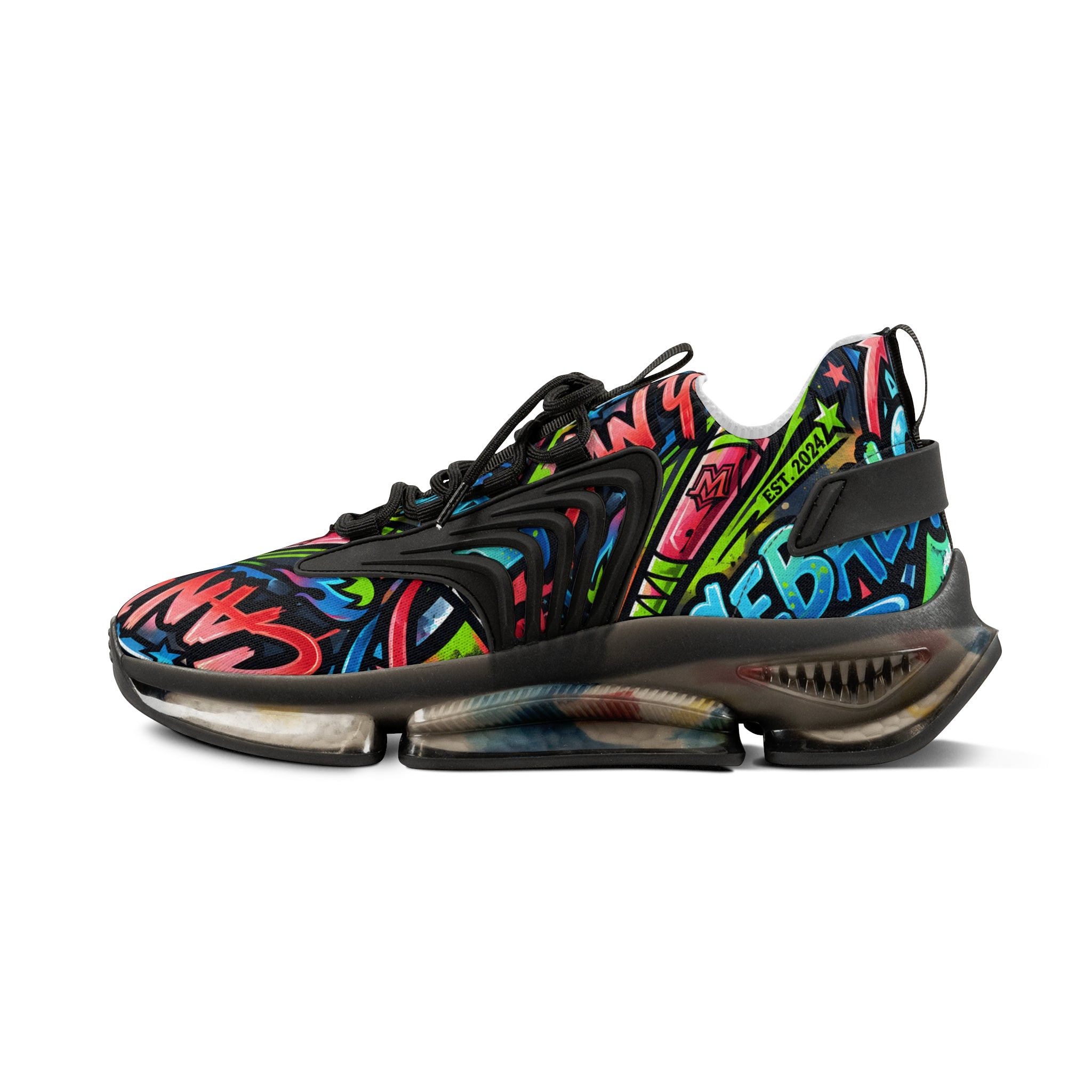 Mesh Sneakers —" Can You Baseball "Bold Graffiti Print Men's Athletic Shoes