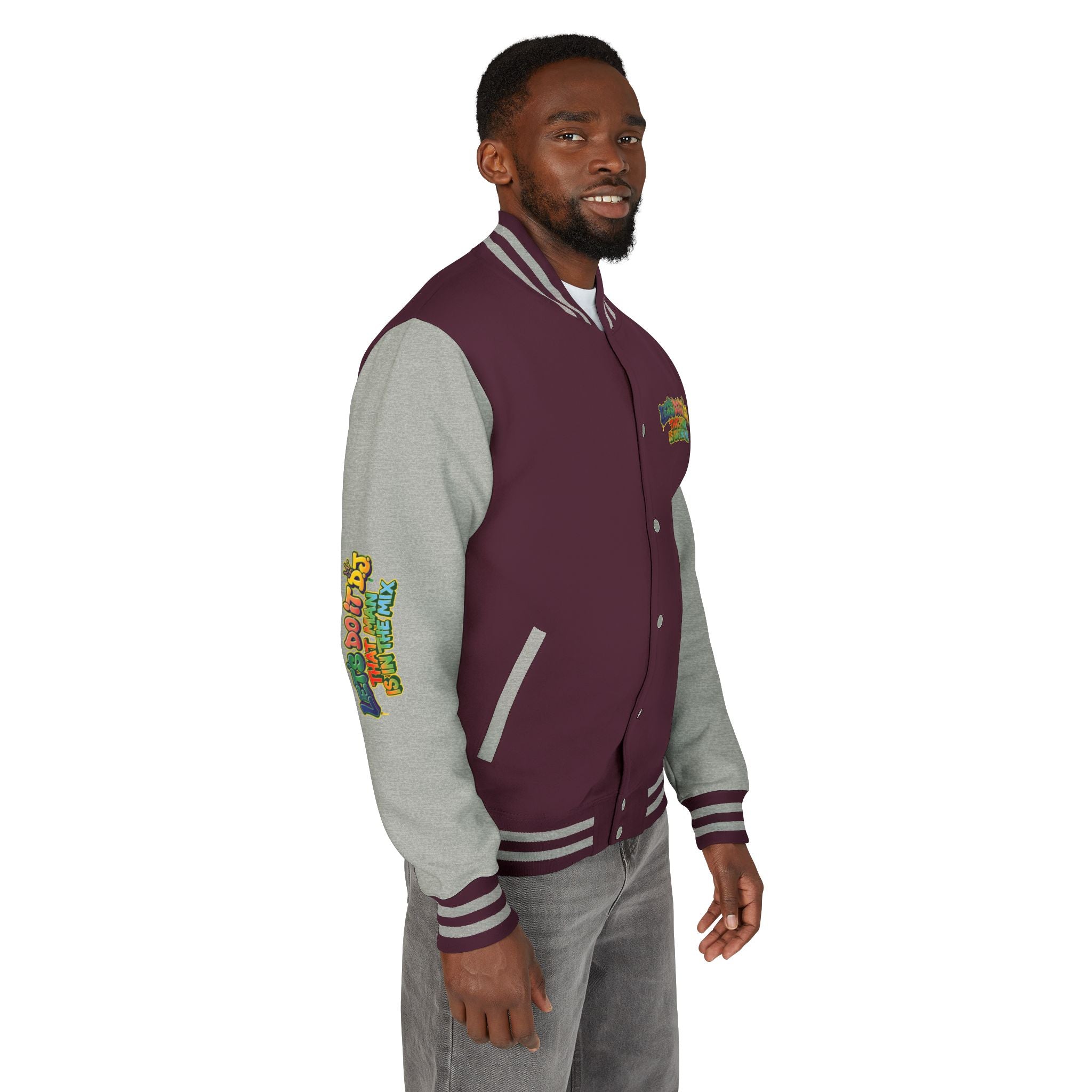 Letterman Jacket — 'Let's Do It' DJ Graphic Varsity Jacket