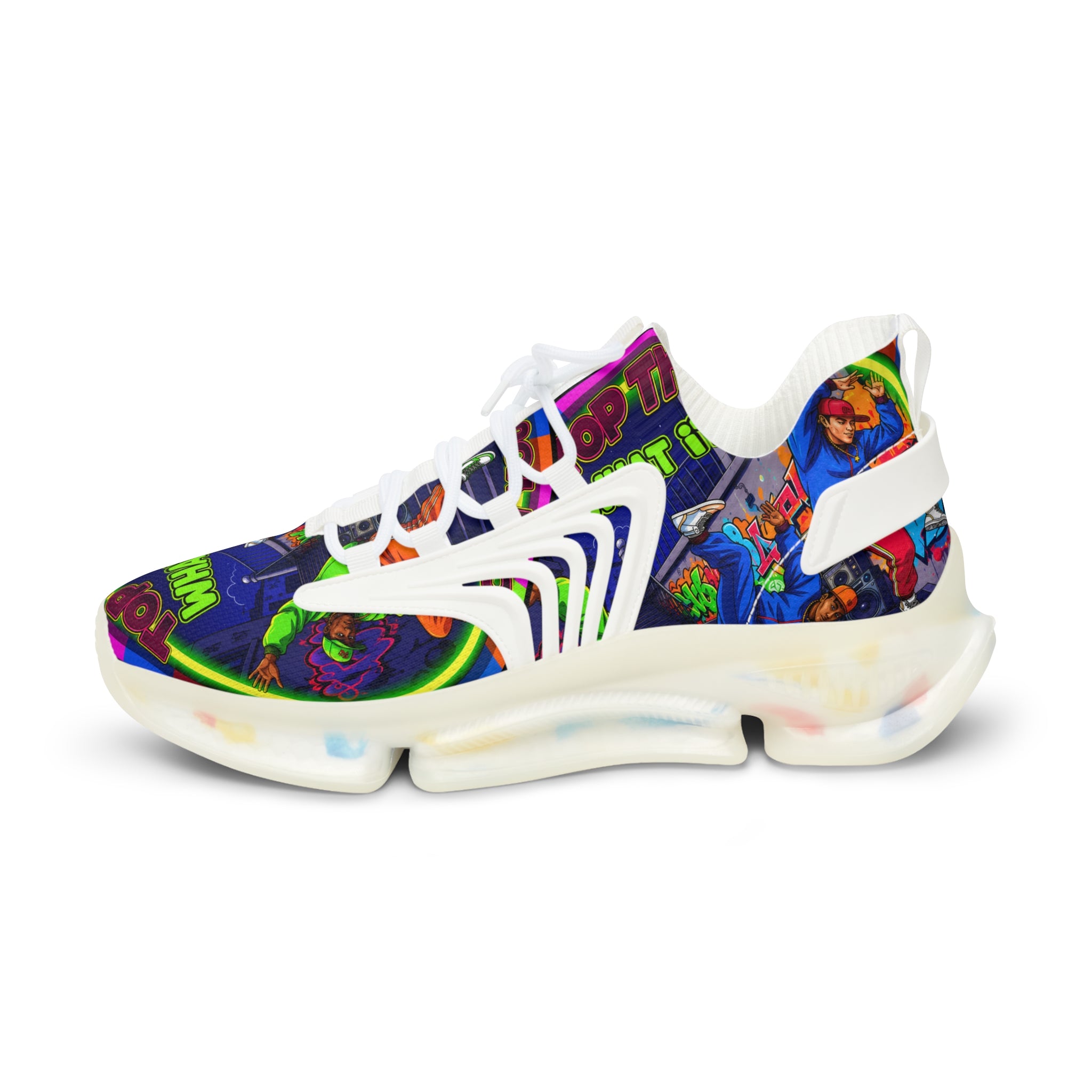 Men's Mesh Sneakers — " Top That What It Is" Colorful Comic Pop Art Graphic Athletic Shoes