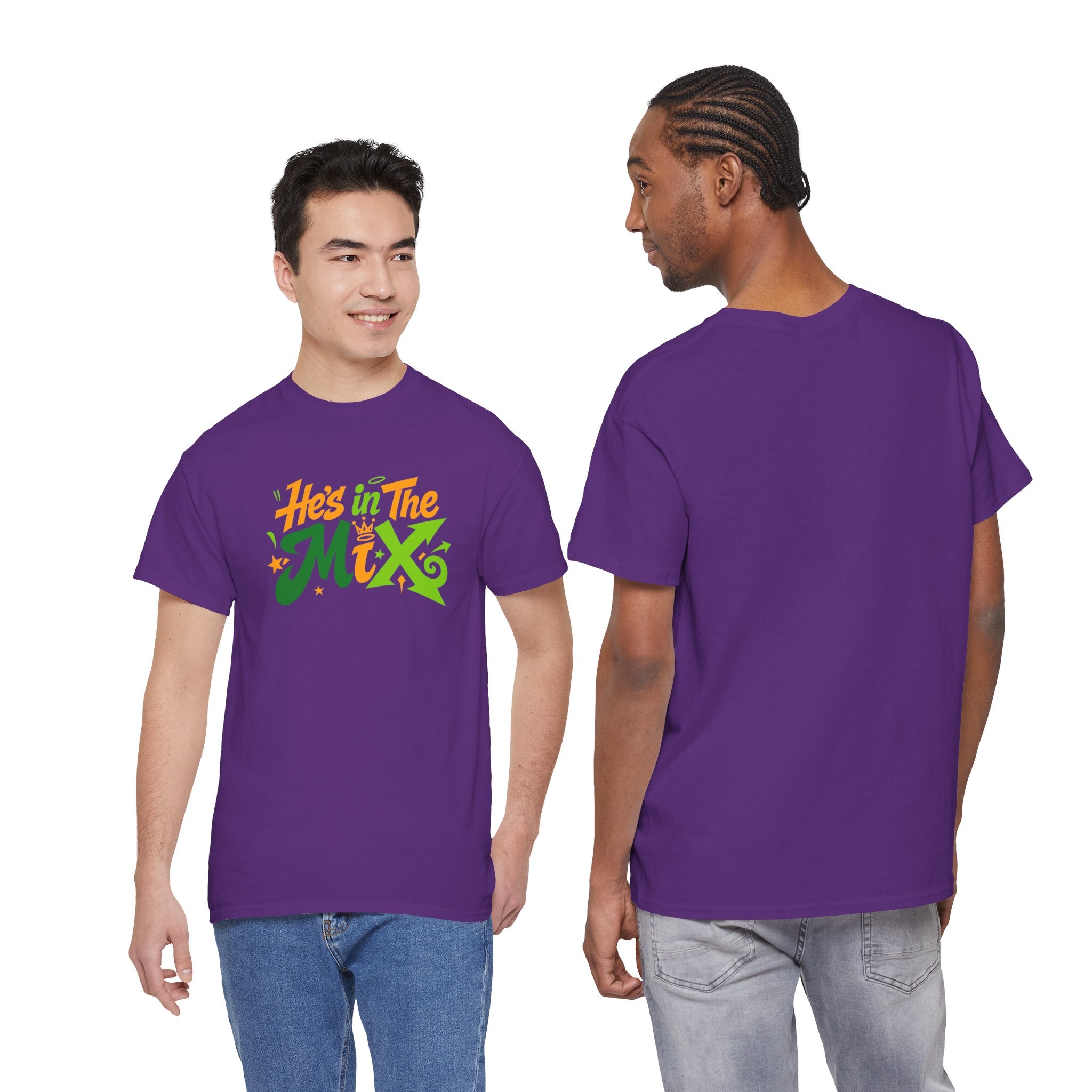 "He's in the Mix" T-Shirt — Retro Green & Orange DJ/Music Tee
