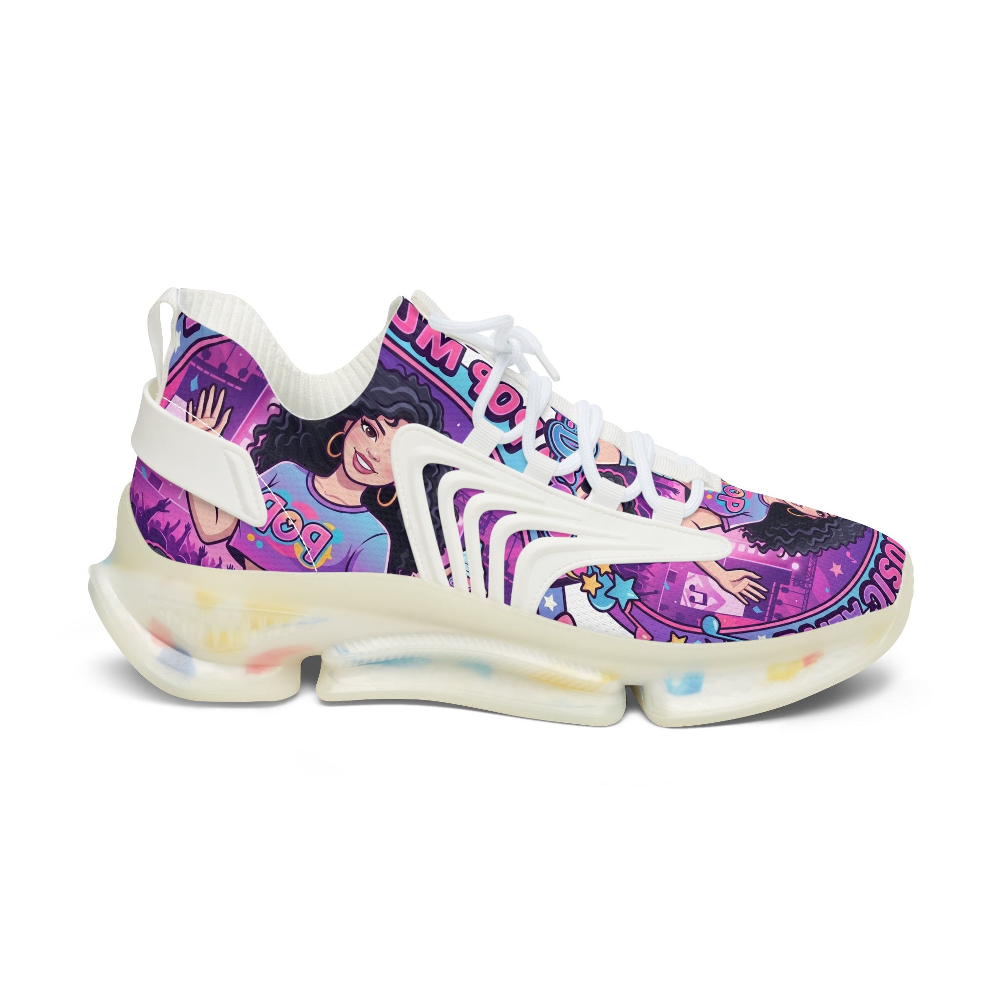 Women’s Mesh Sneakers — "Keep Pop Music Alive" Colorful Pop  Graphic Athletic Shoes