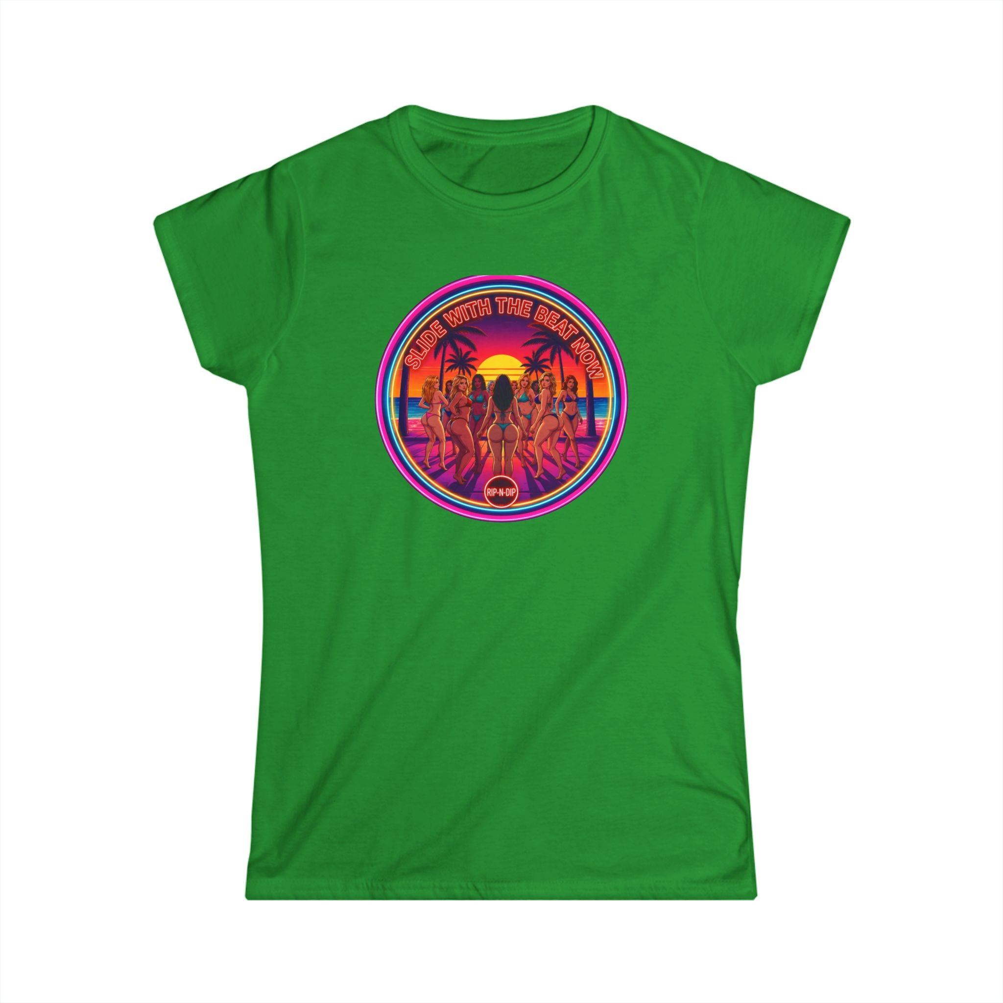 Women's Tee - " Slide With The Beat Now " Classic White Softstyle Short Sleeve