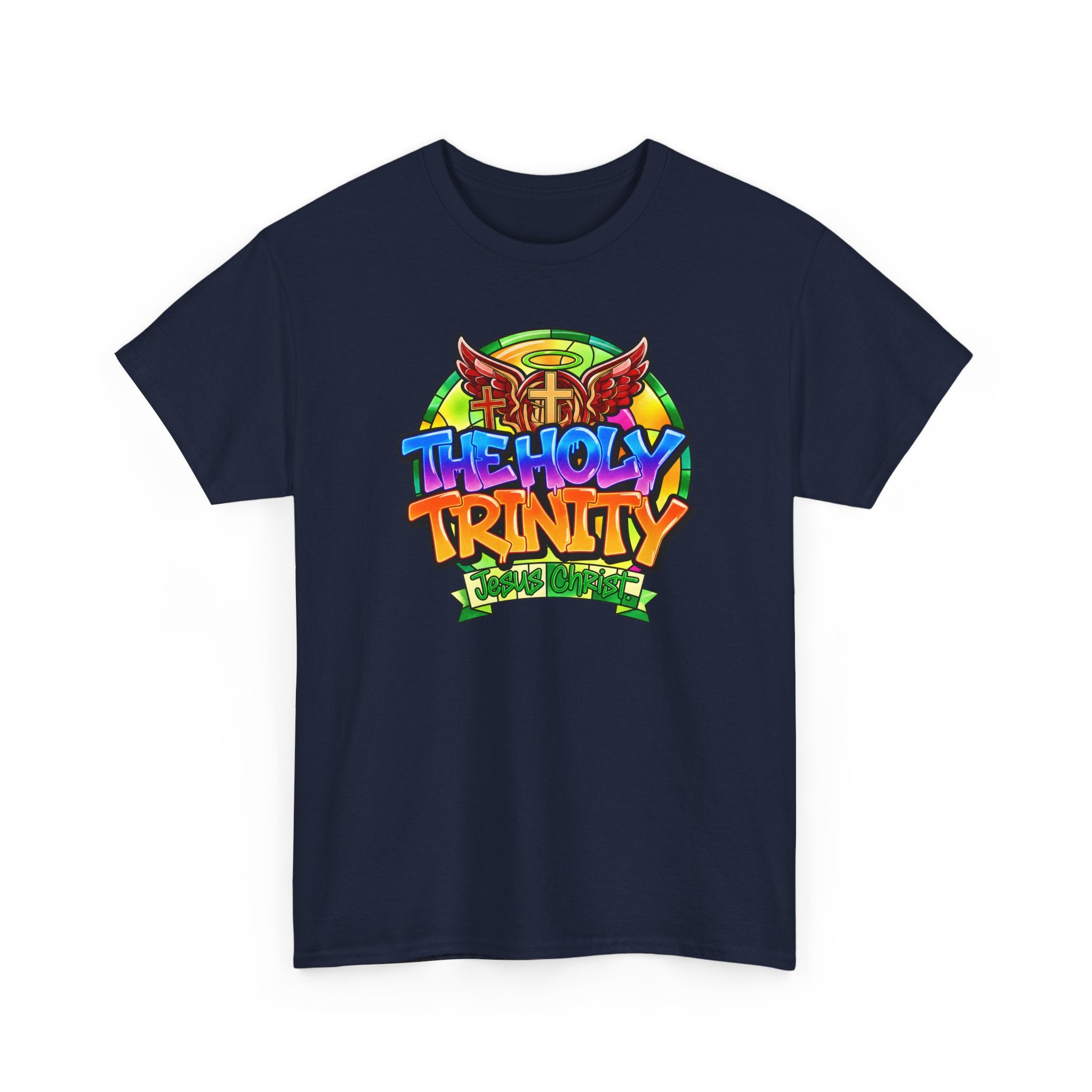 Holy Trinity Graphic Tee — Colorful Faith-Inspired Streetwear T-Shirt