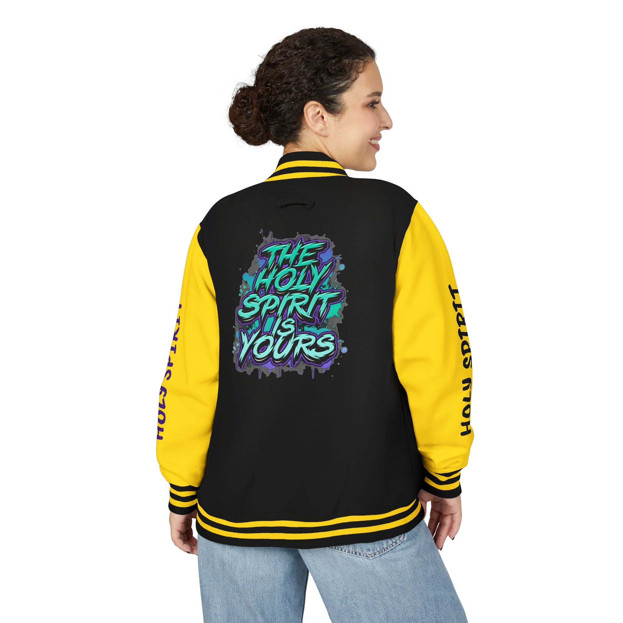 Letterman Jacket — "The Holy Spirit Is Yours" Graphic