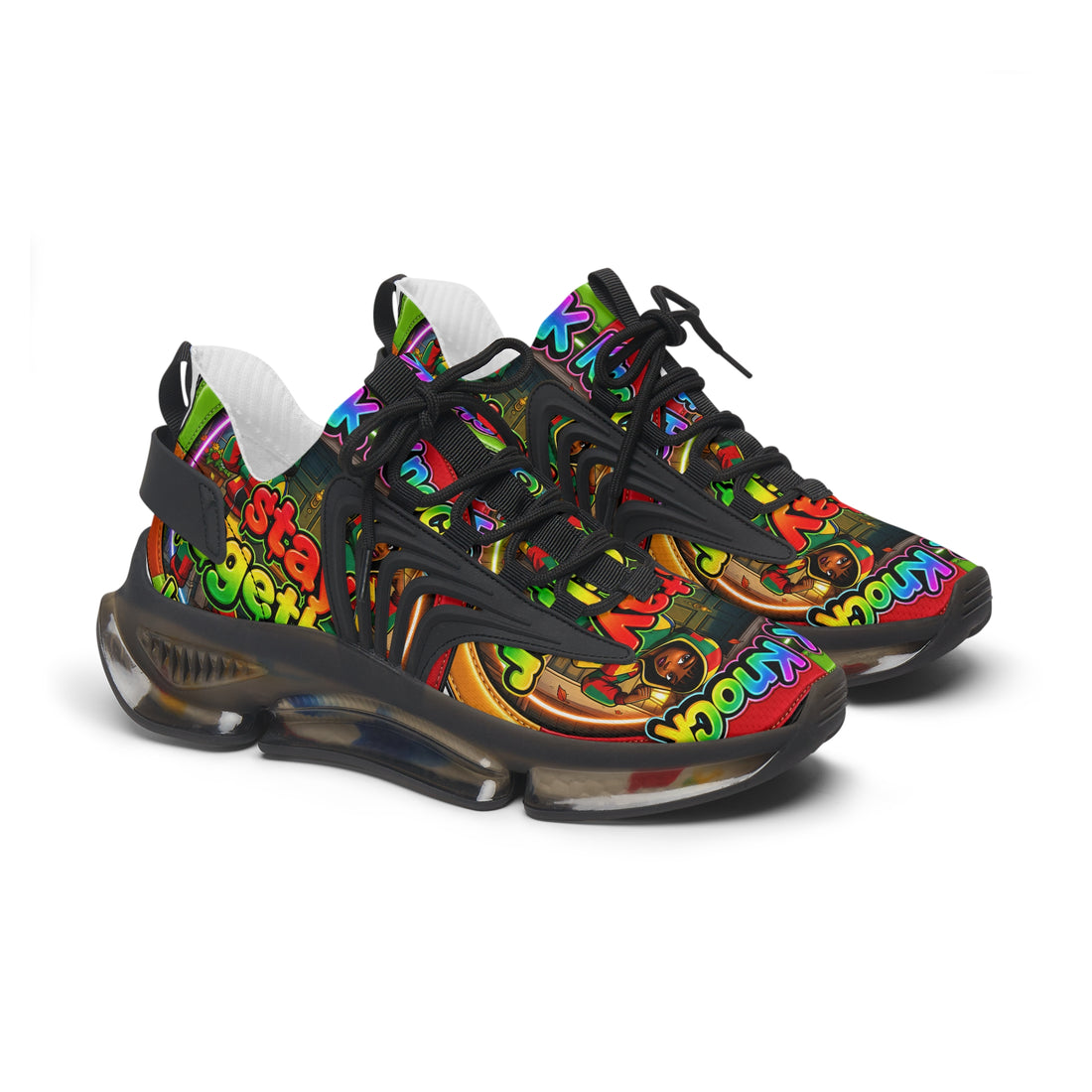 Women's Mesh Sneakers — Colorful Retro 'Stay Together' Graphic Athletic Shoes