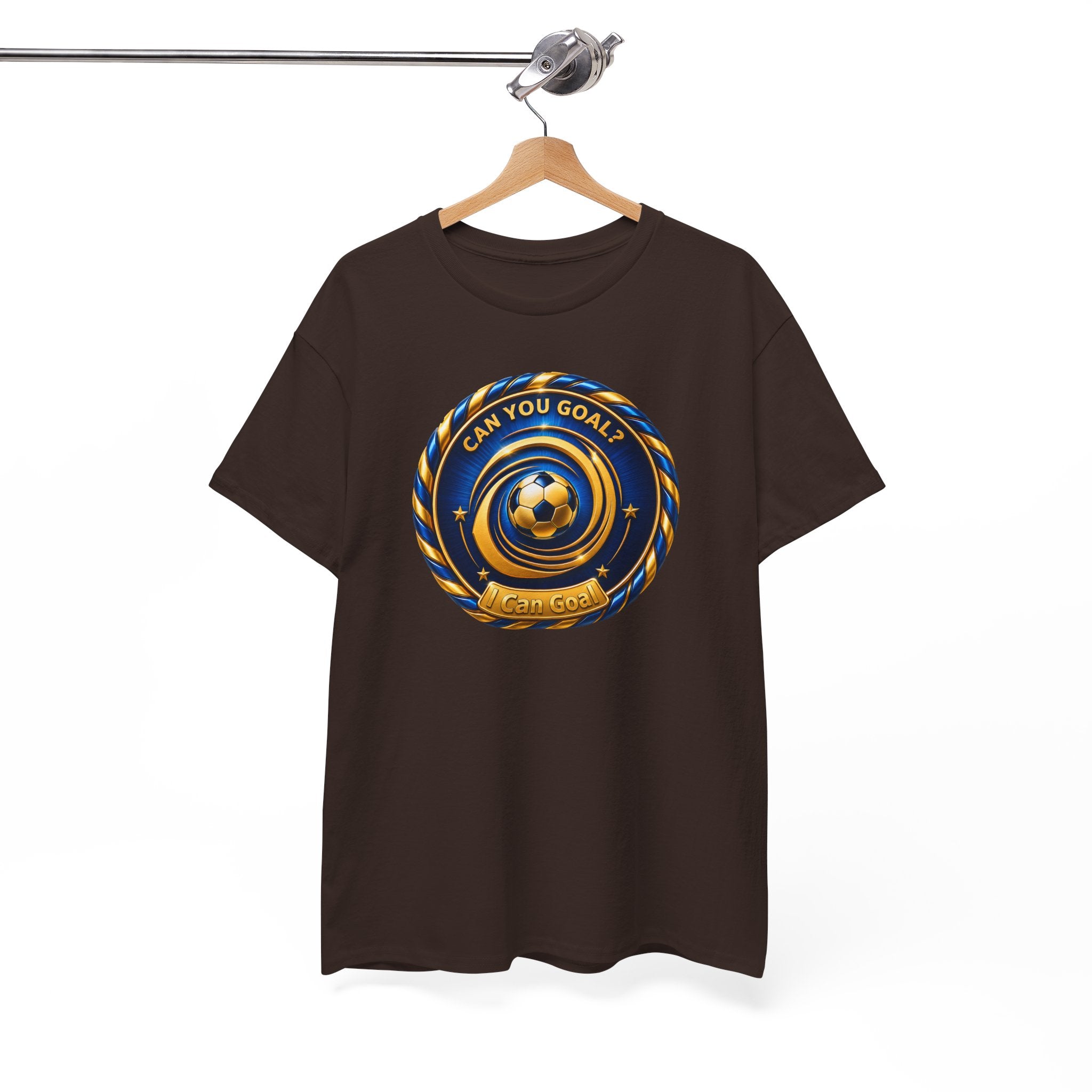 Soccer Badge Tee — "Can You Goal?" Graphic Soccer Shirt
