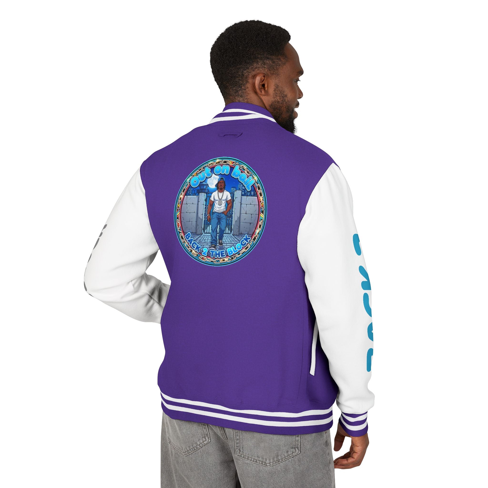 Letterman Jacket — 'Back 2 The Block' Retro Streetwear Patch Jacket
