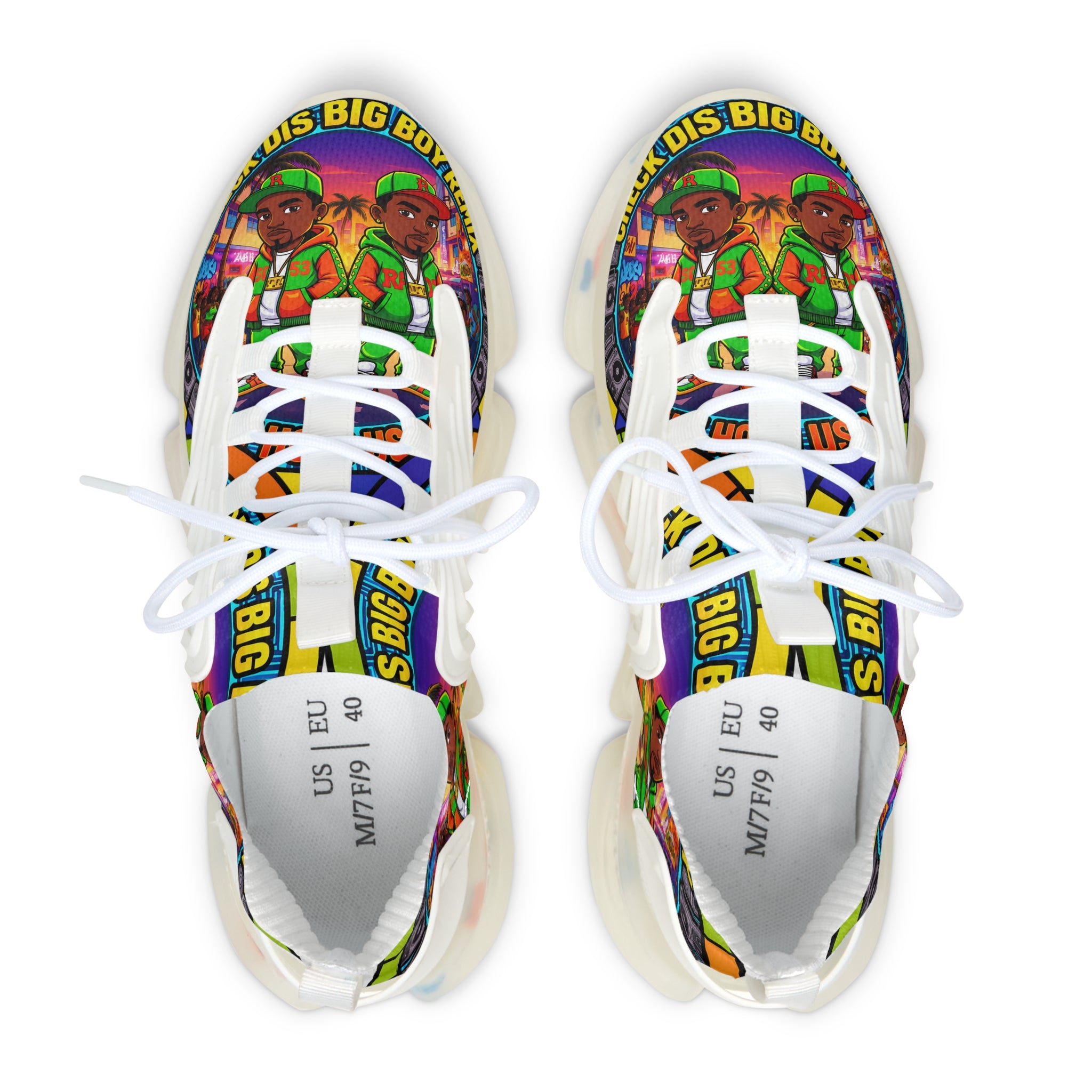 Women's Mesh Sneakers — Colorful Retro 'Check Dis Big Boy Remix' Graphic Trainers