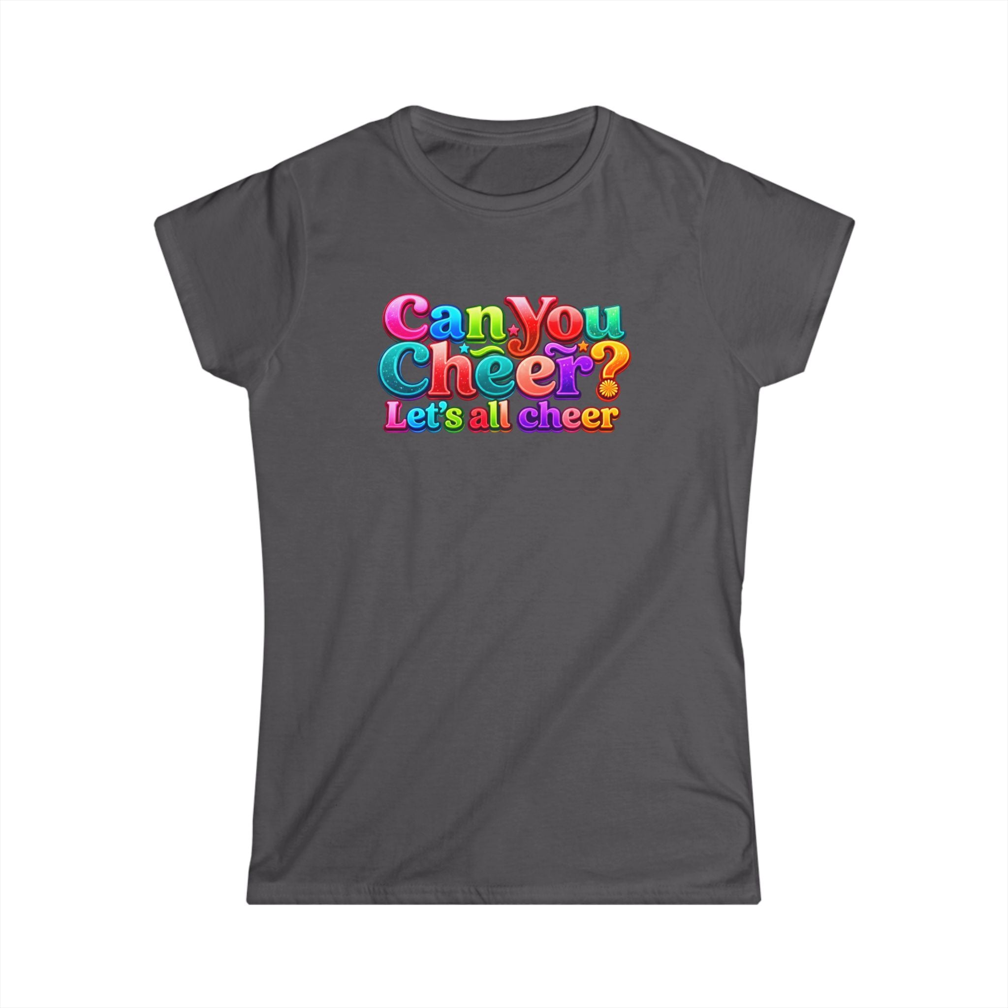 "Can You Cheer" Women's Tee — Colorful Retro Cheer Graphic Shirt