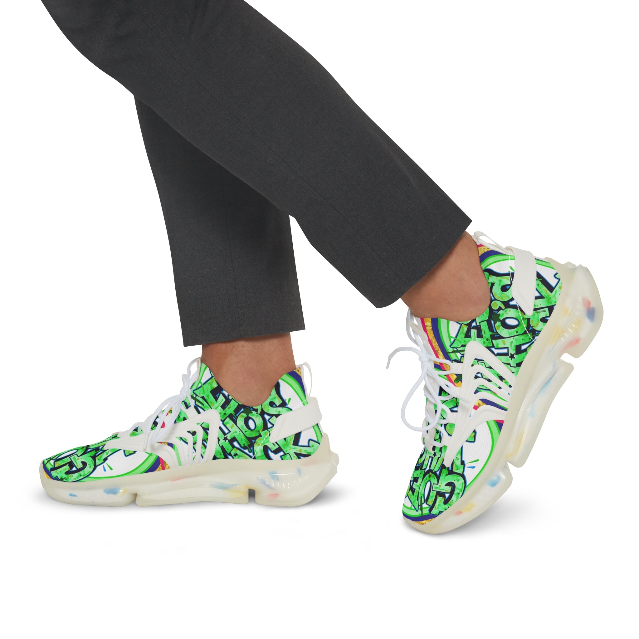 Men's Mesh Sneakers — " Guess Who's Back" Bold Green Graffiti 'Guess Who's Next' Athletic Shoes