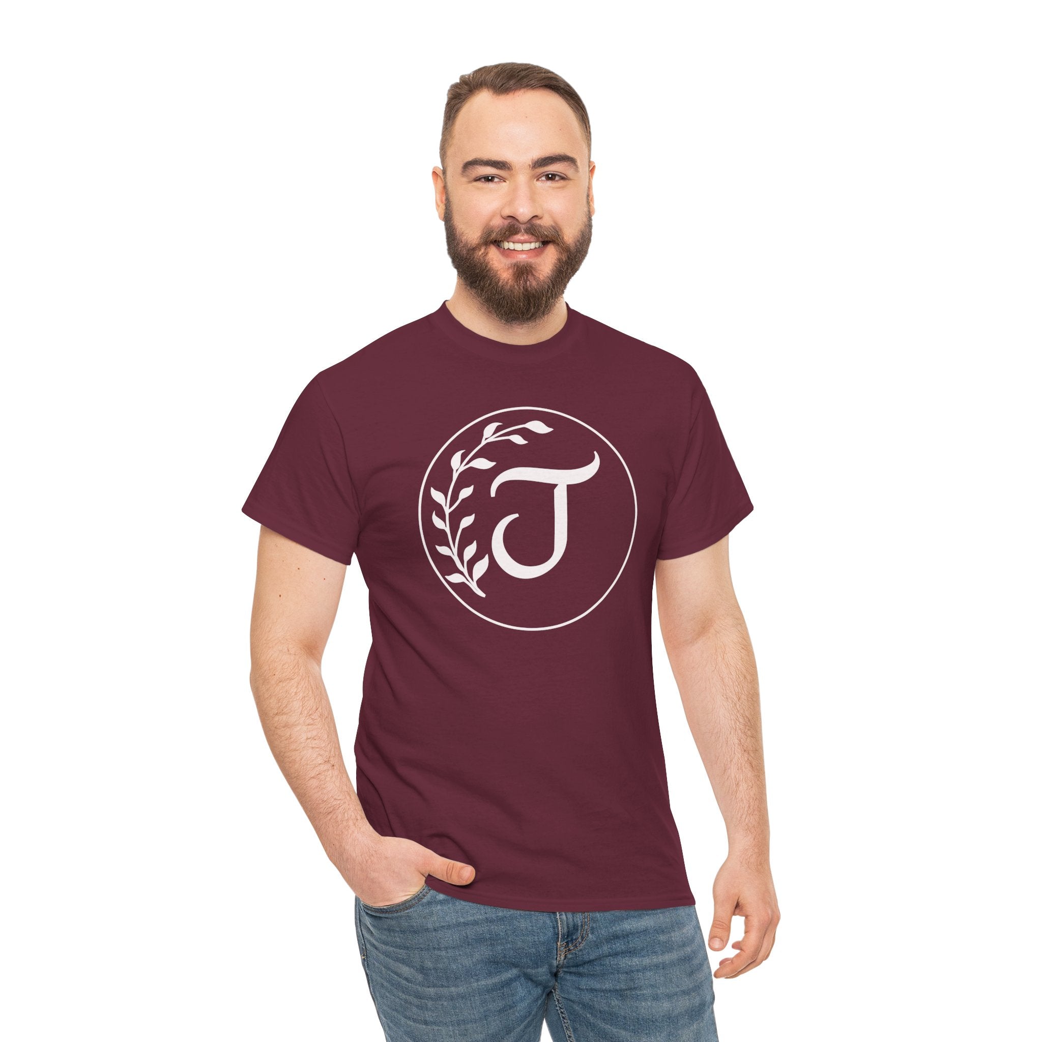 White Tee with Subtle "Floral J " Jesus Christ "— Minimalist Japanese Character T-Shirt