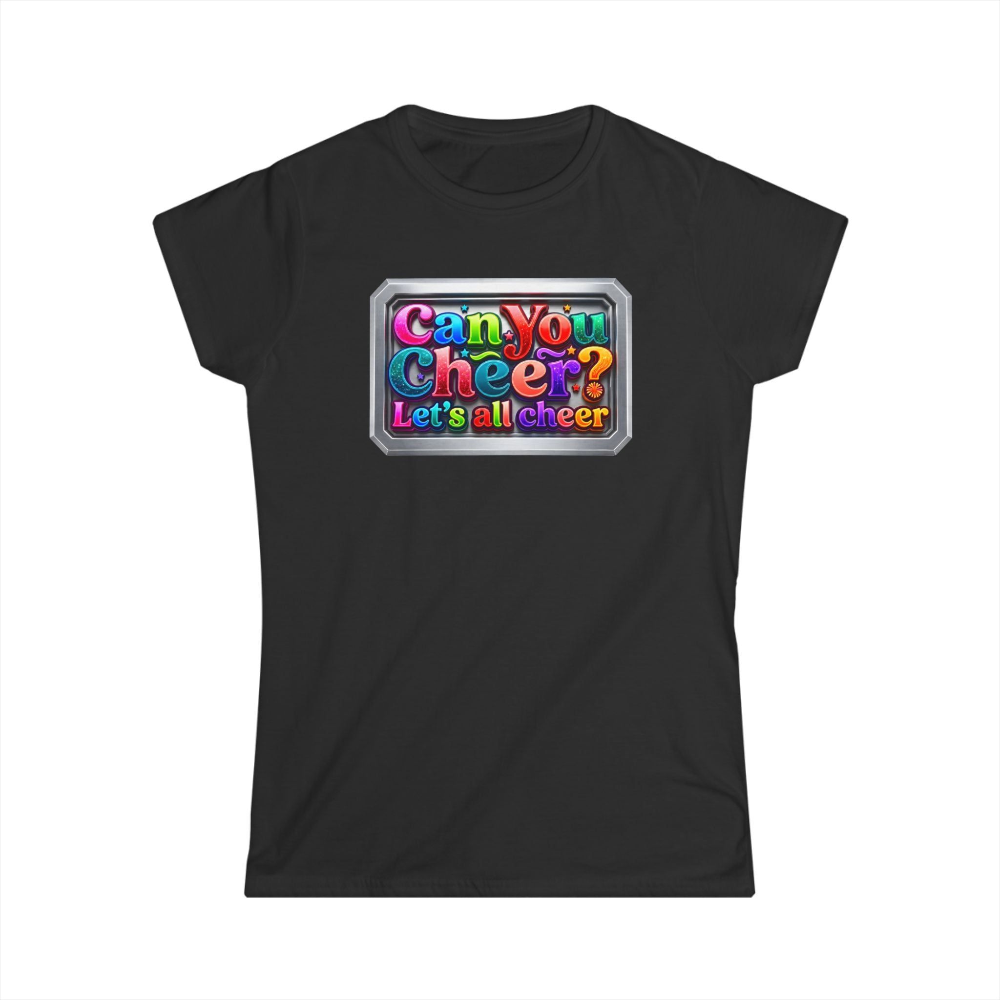Cheer Squad Tee — "Can You Cheer, Let's All Cheer" Colorful Cheerleading Graphic