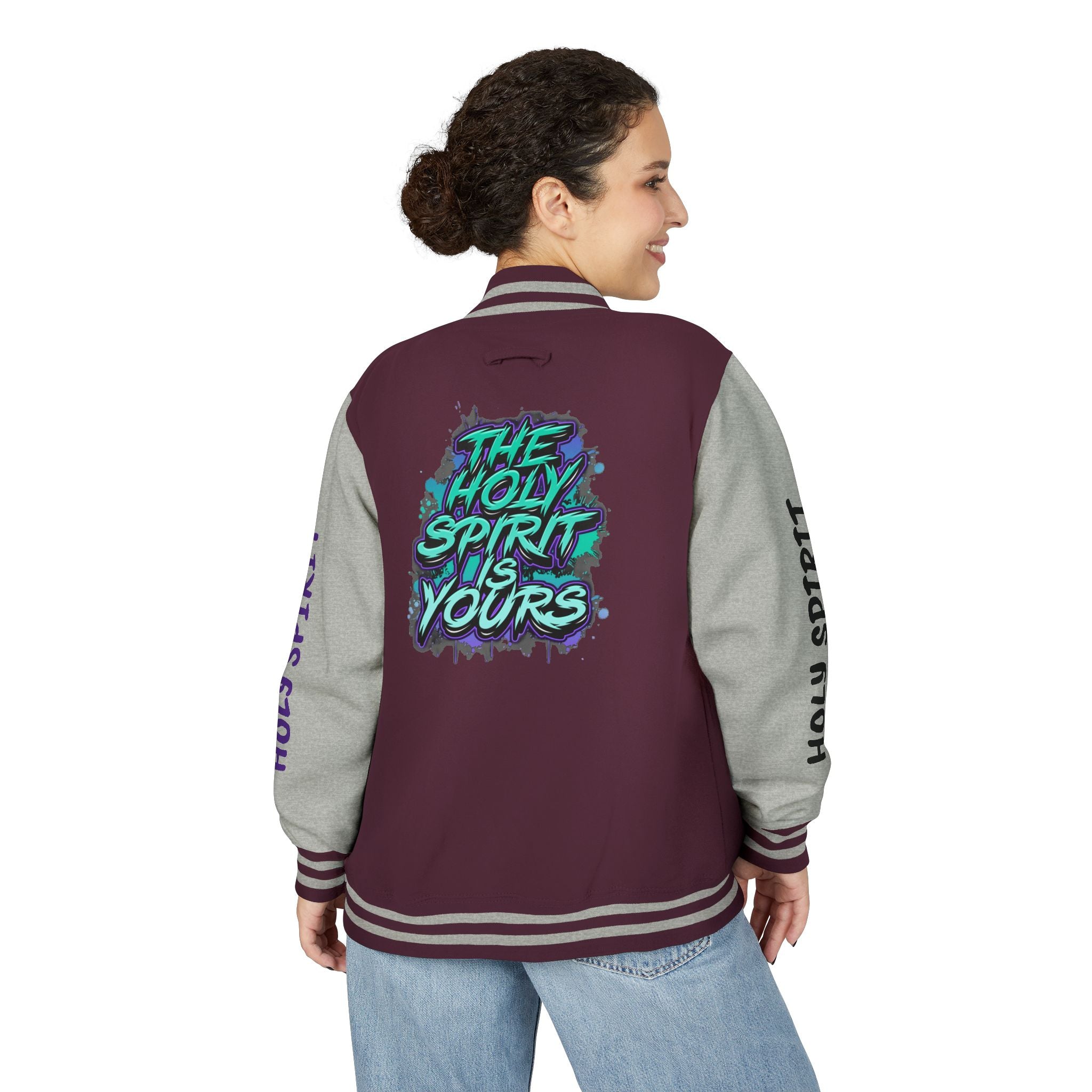 Letterman Jacket — "The Holy Spirit Is Yours" Graphic