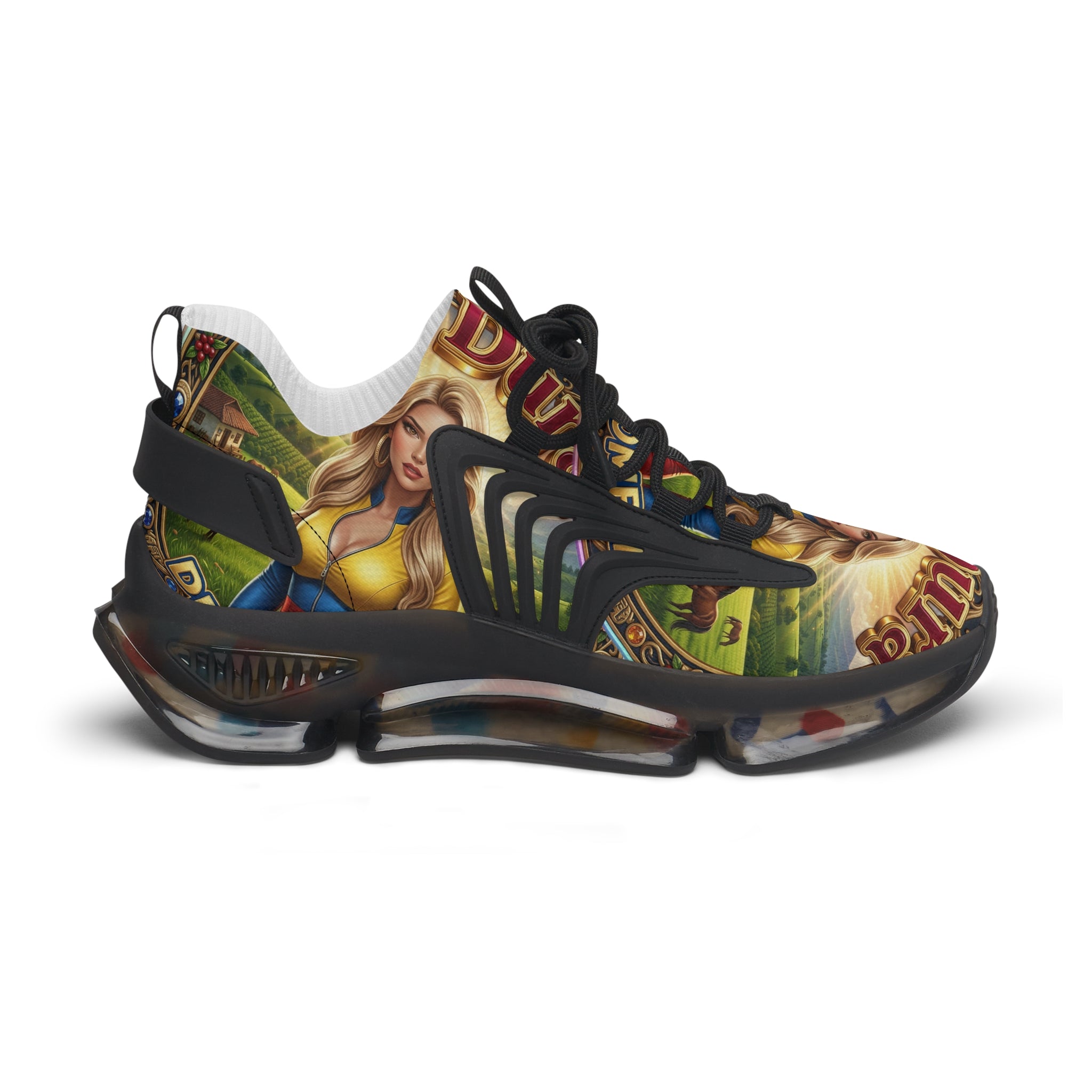 Women's Mesh Sneakers —"La Dura De Colombia " Vintage Country Girl Graphic Athletic Shoes