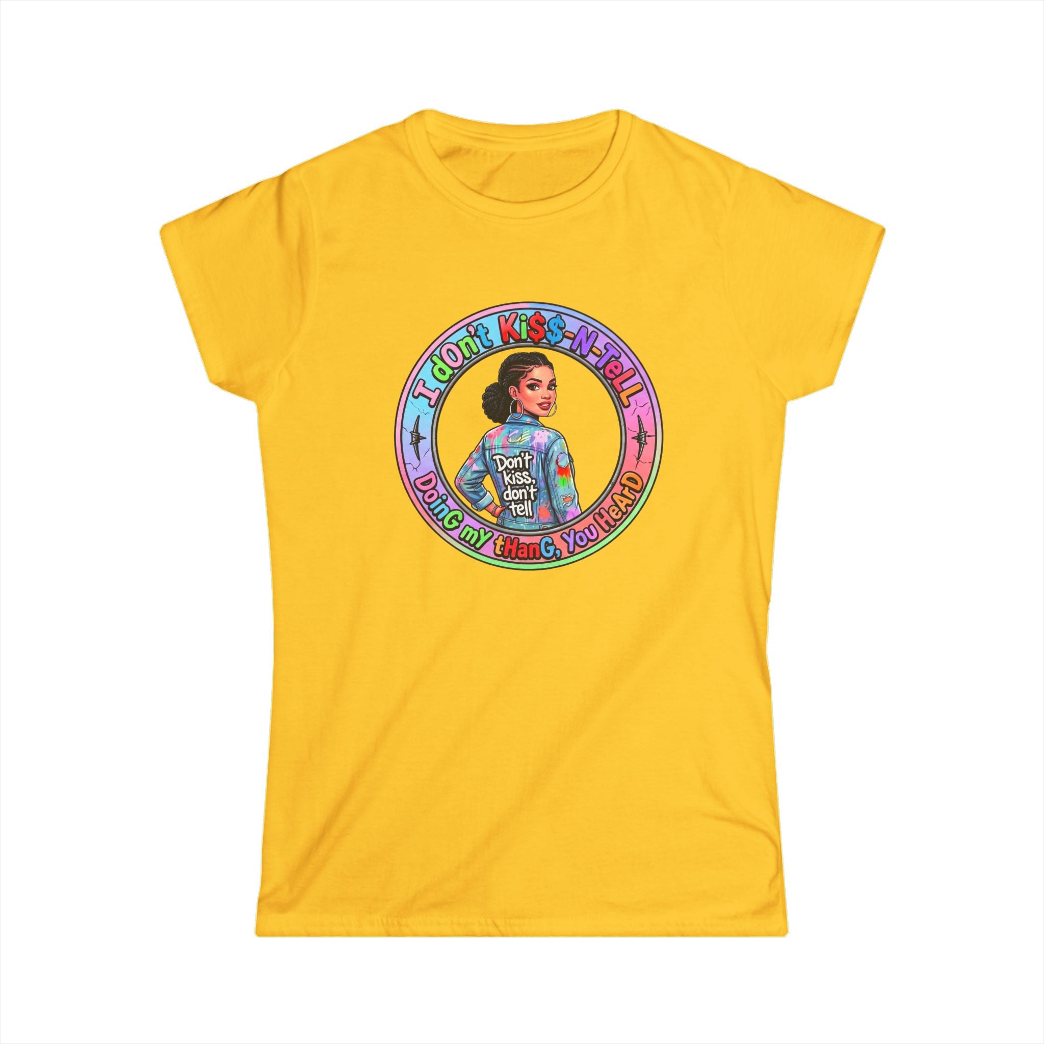 Women's Tee — 'I Don't Kiss-N-Tell" Vintage-Inspired Afro Pride Graphic