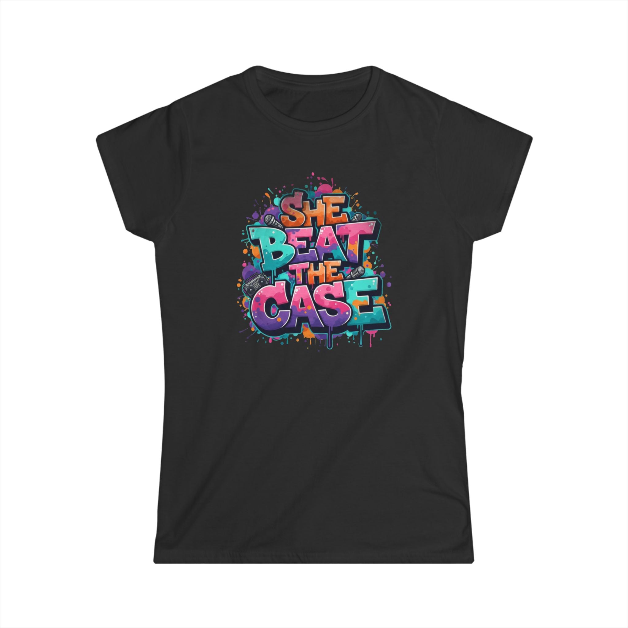 "She Beat the Case" Tee — Bold Graffiti Women’s Victory T-Shirt