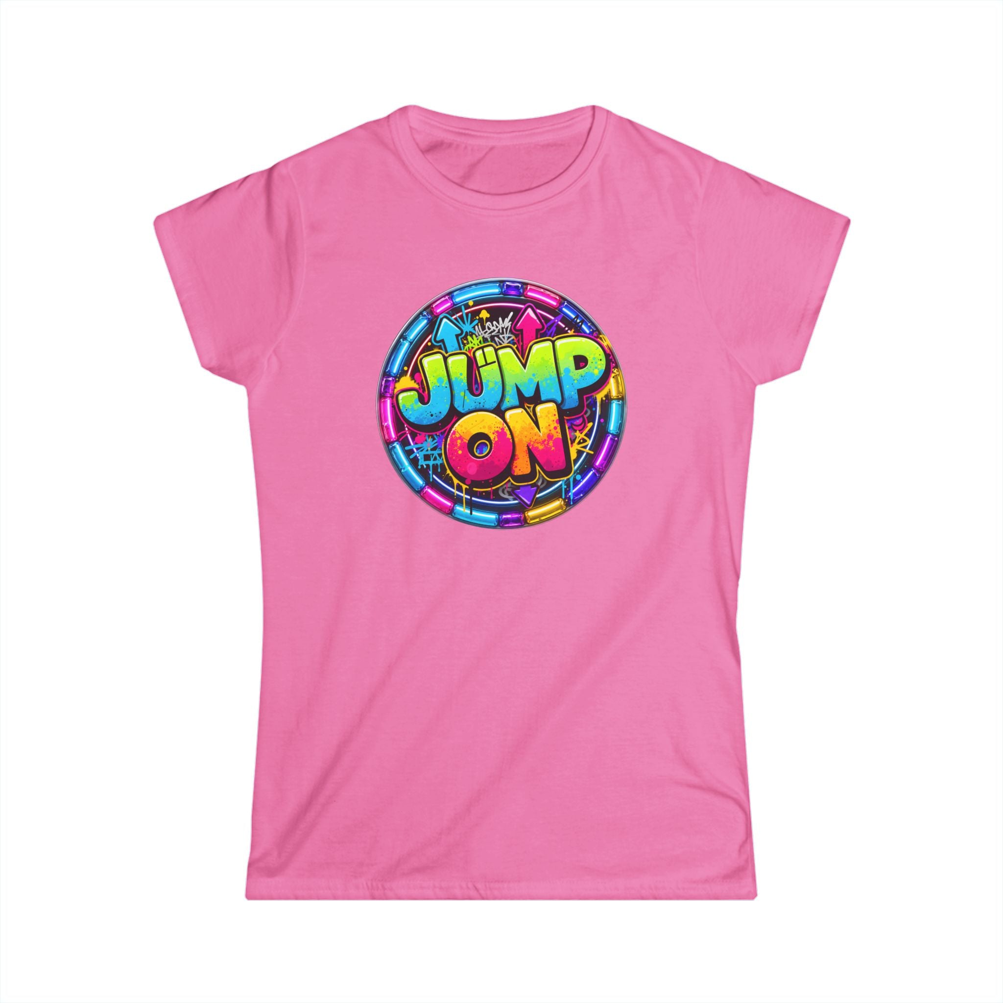 Women’s Tee — " Jump On" Classic White Softstyle Short Sleeve Shirt