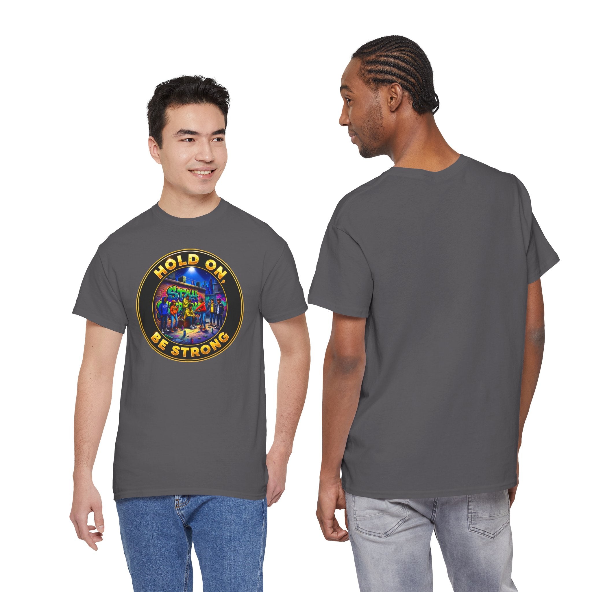 T-Shirt — 'Hold On Be Strong' Inspirational Retro Circle Graphic Tee