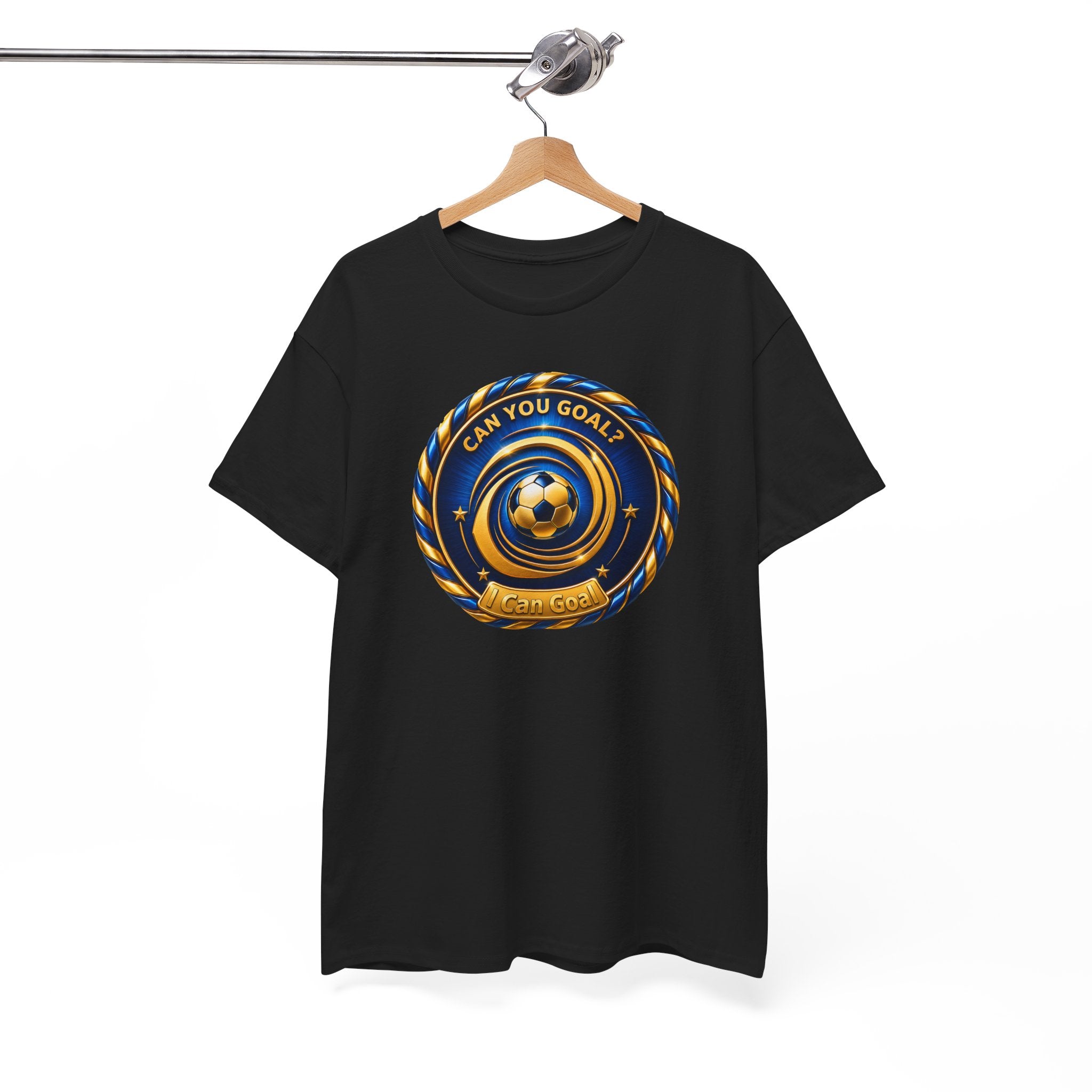 Soccer Badge Tee — "Can You Goal?" Graphic Soccer Shirt