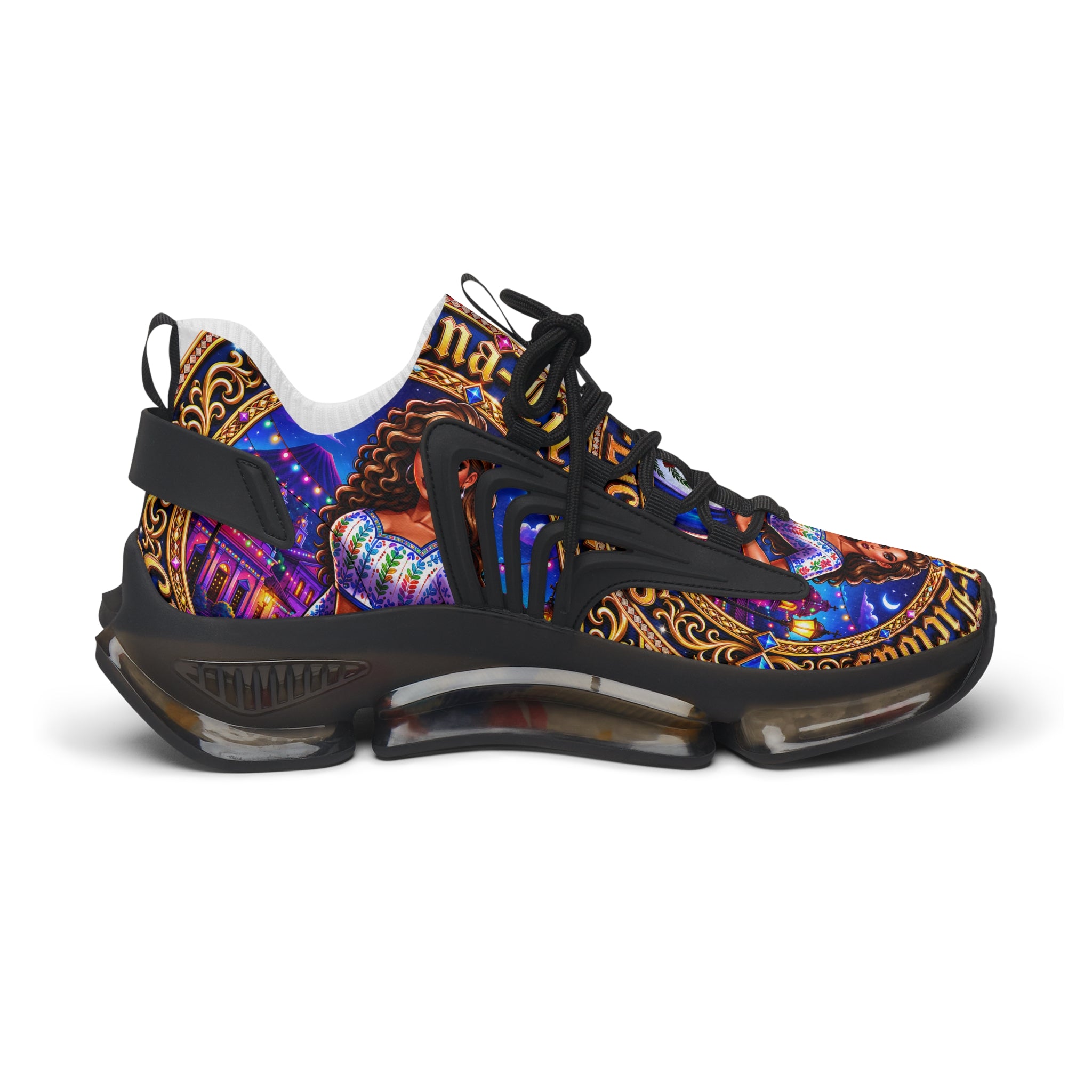 Women's Mesh Sneakers —"Chapina-Licious "Vibrant Saint-inspired Graphic Athletic Shoes