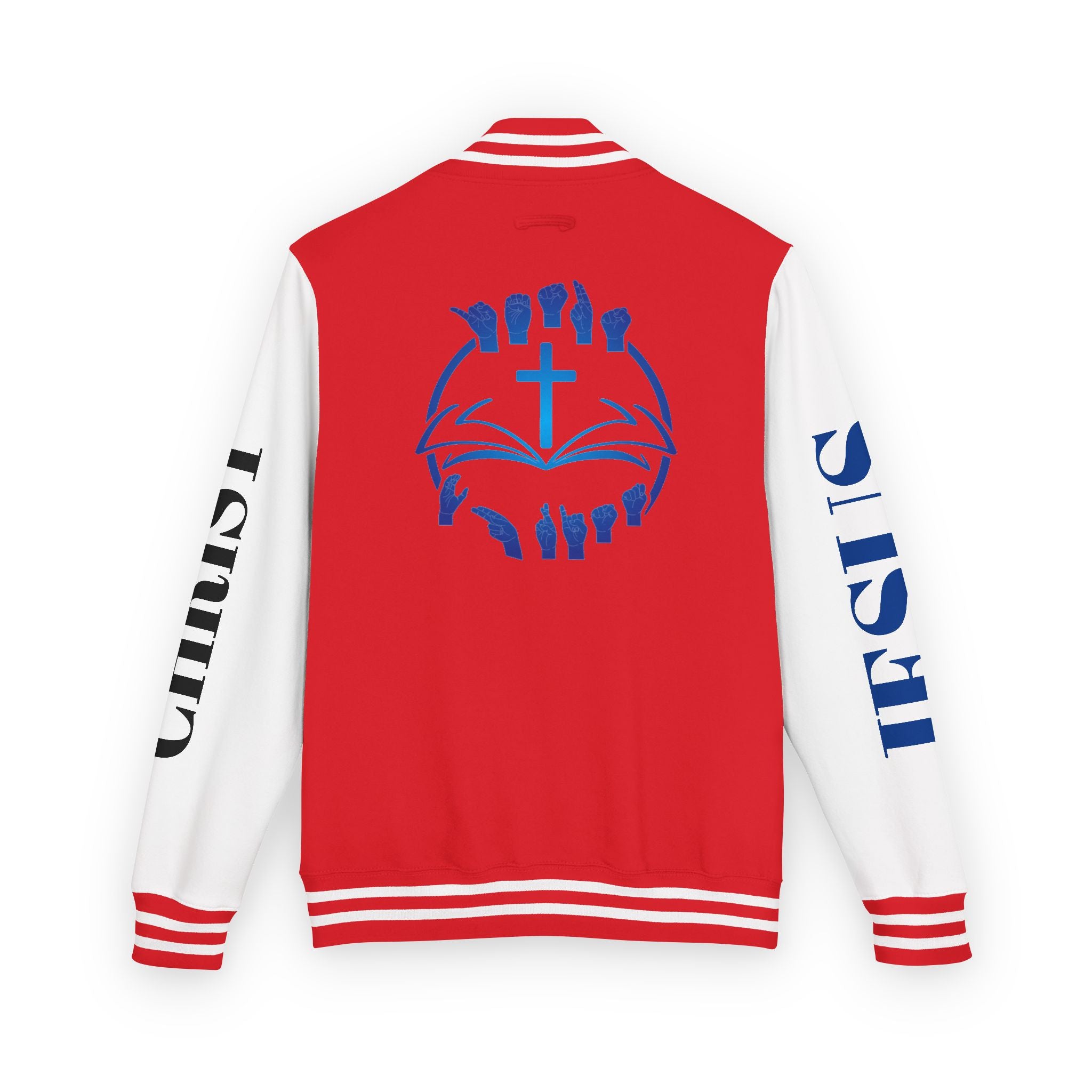 Christian Cross Letterman Jacket — Faith Crewneck Varsity Jacket