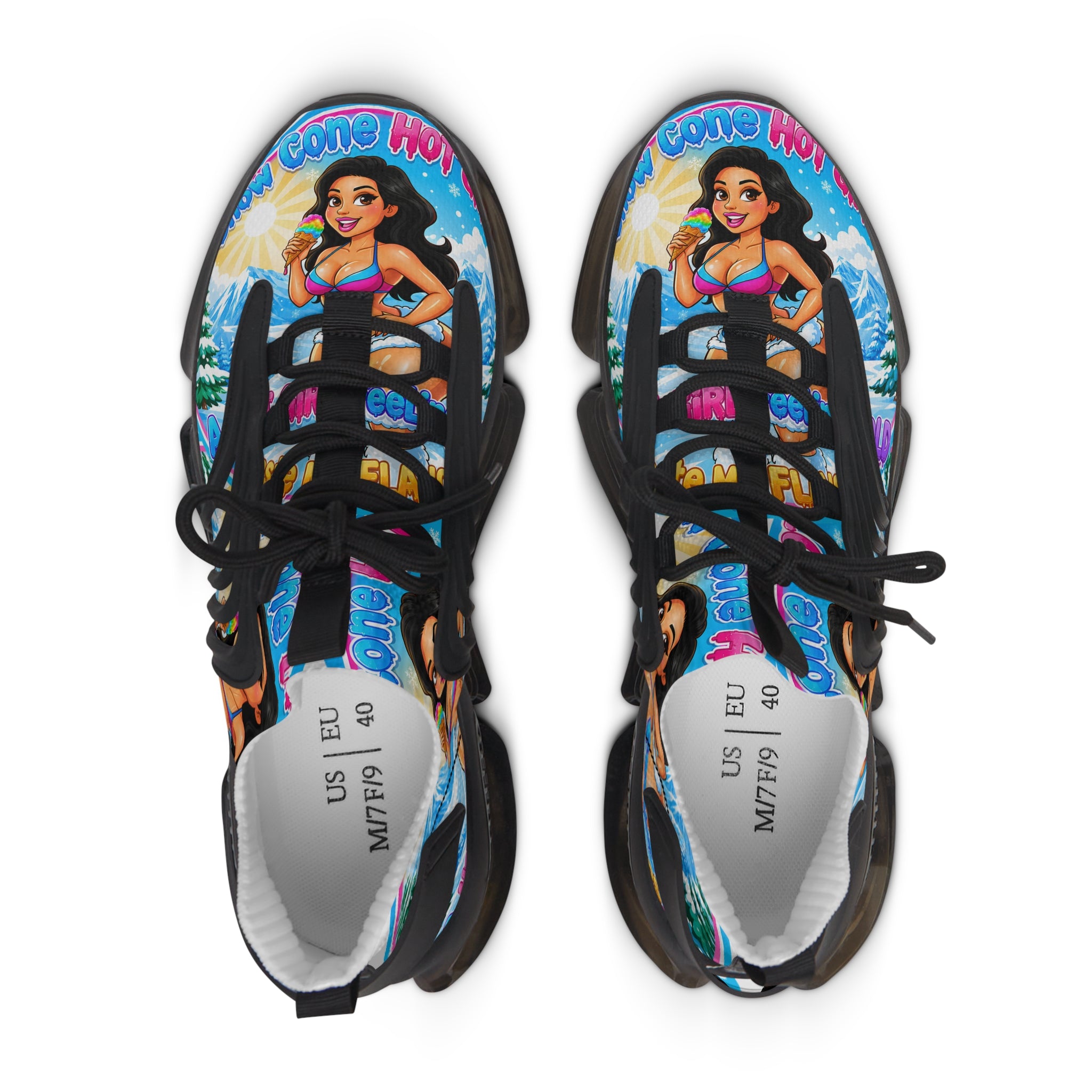 Women's Mesh Sneakers —"Snow Cone Hot Girl "Tropical Beach Babe Graphic Sneakers