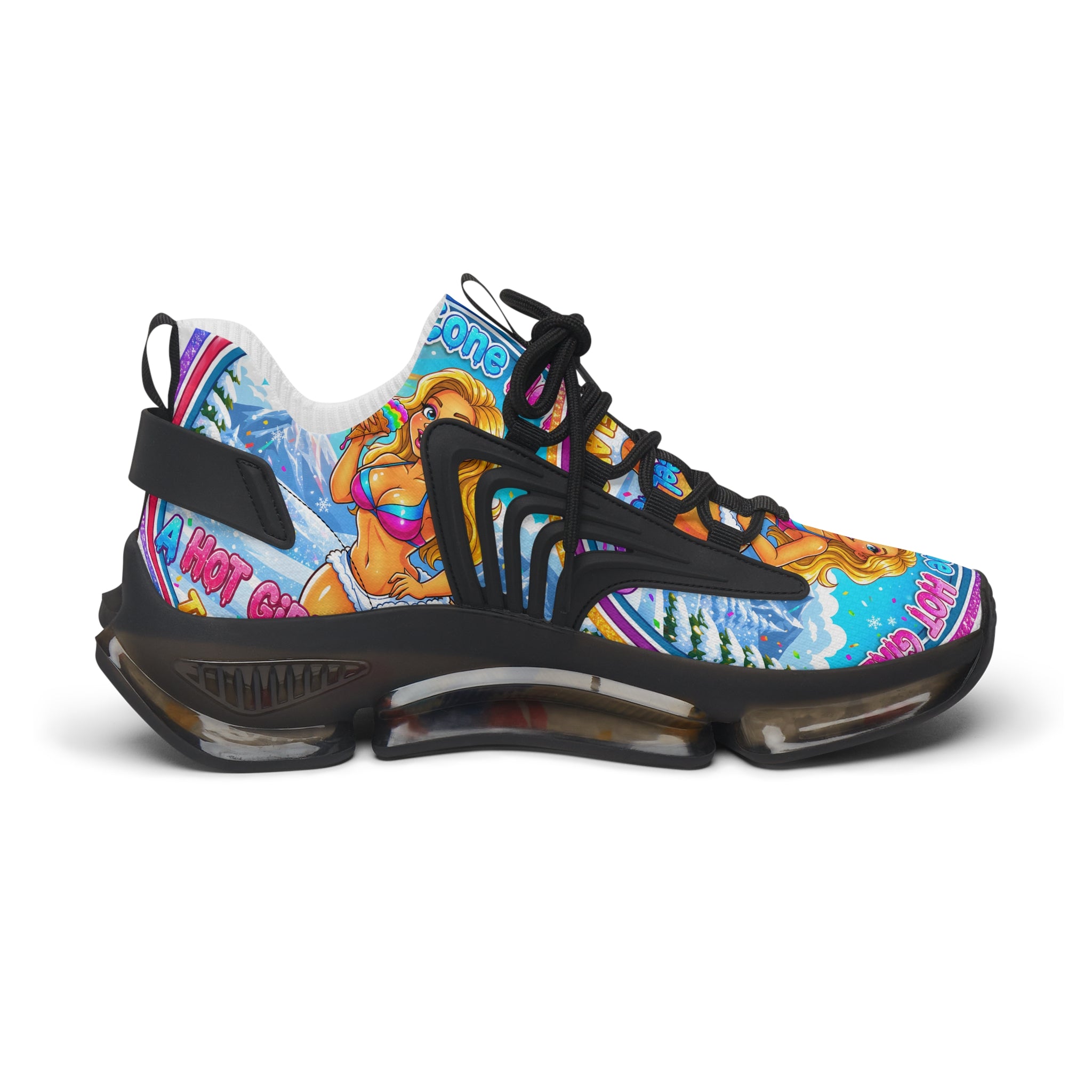 Women’s Mesh Sneakers — "Snow Cone Hot Girl "Colorful Mermaid Graphic Athletic Shoes