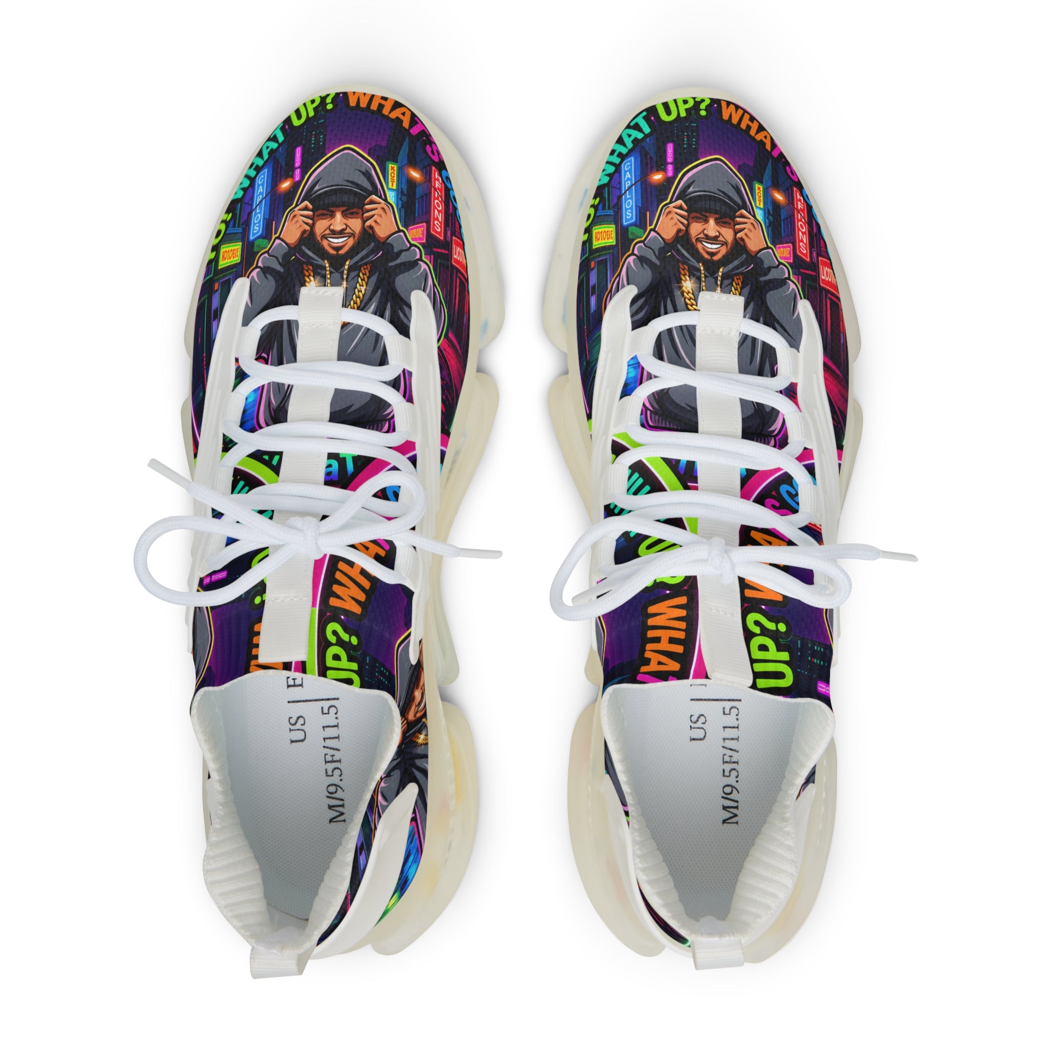 Men's Mesh Sneakers — " Yo, What's up? Rapper Graphic Athletic Shoes