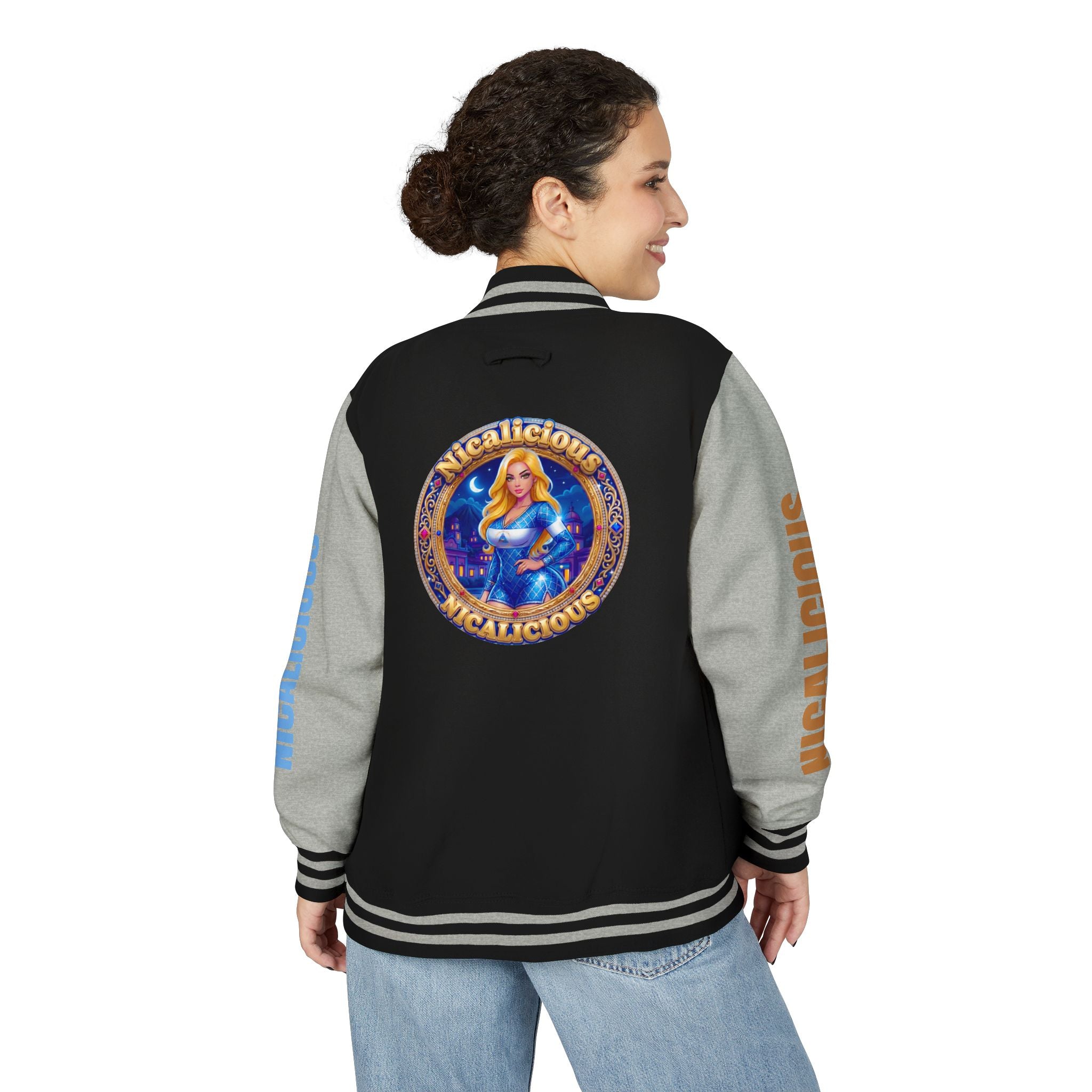 Letterman Jacket — 'Nicalicious' Retro Varsity Jacket with Angel Crest