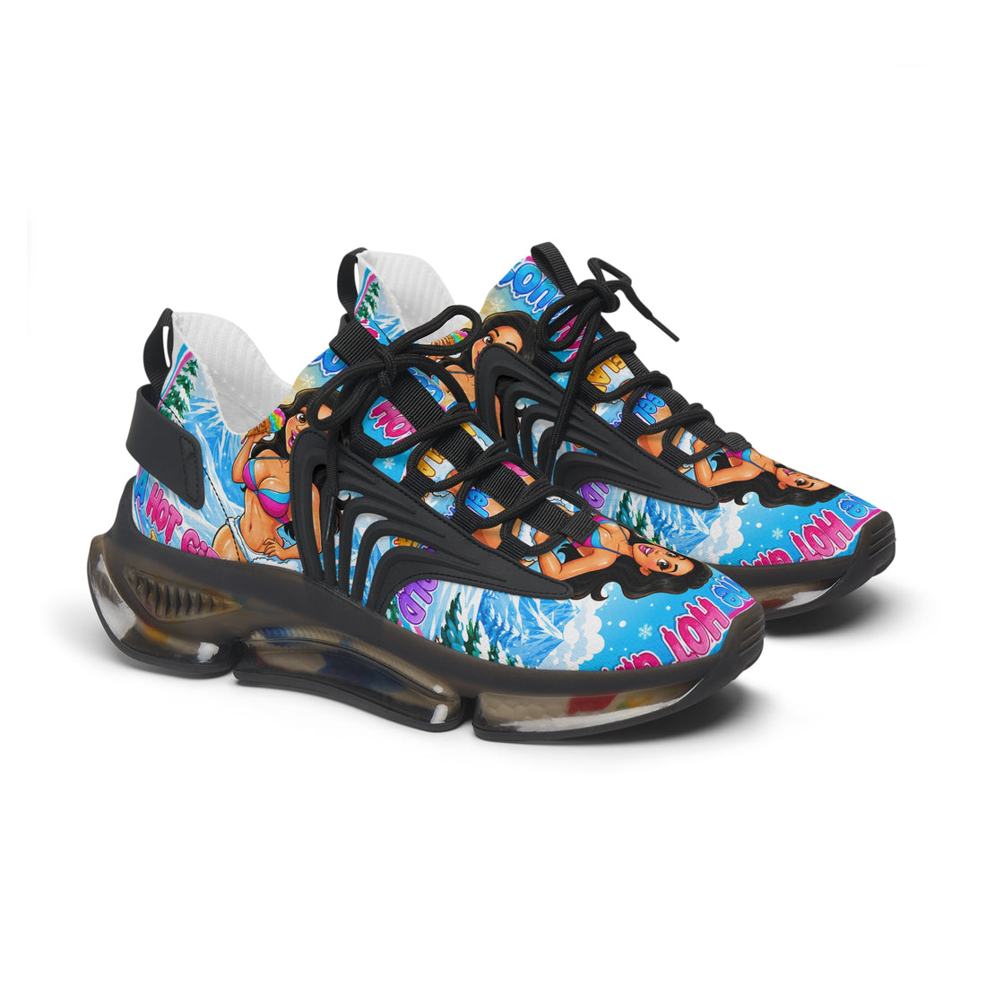 Women's Mesh Sneakers —"Snow Cone Hot Girl "Tropical Beach Babe Graphic Sneakers