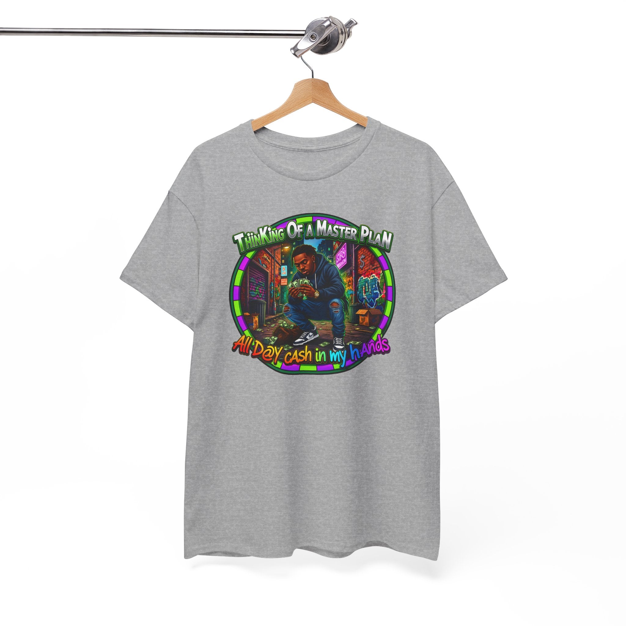 T-Shirt — "Thinking of a Master Plan" Colorful Retro Hip-Hop Graphic Tee