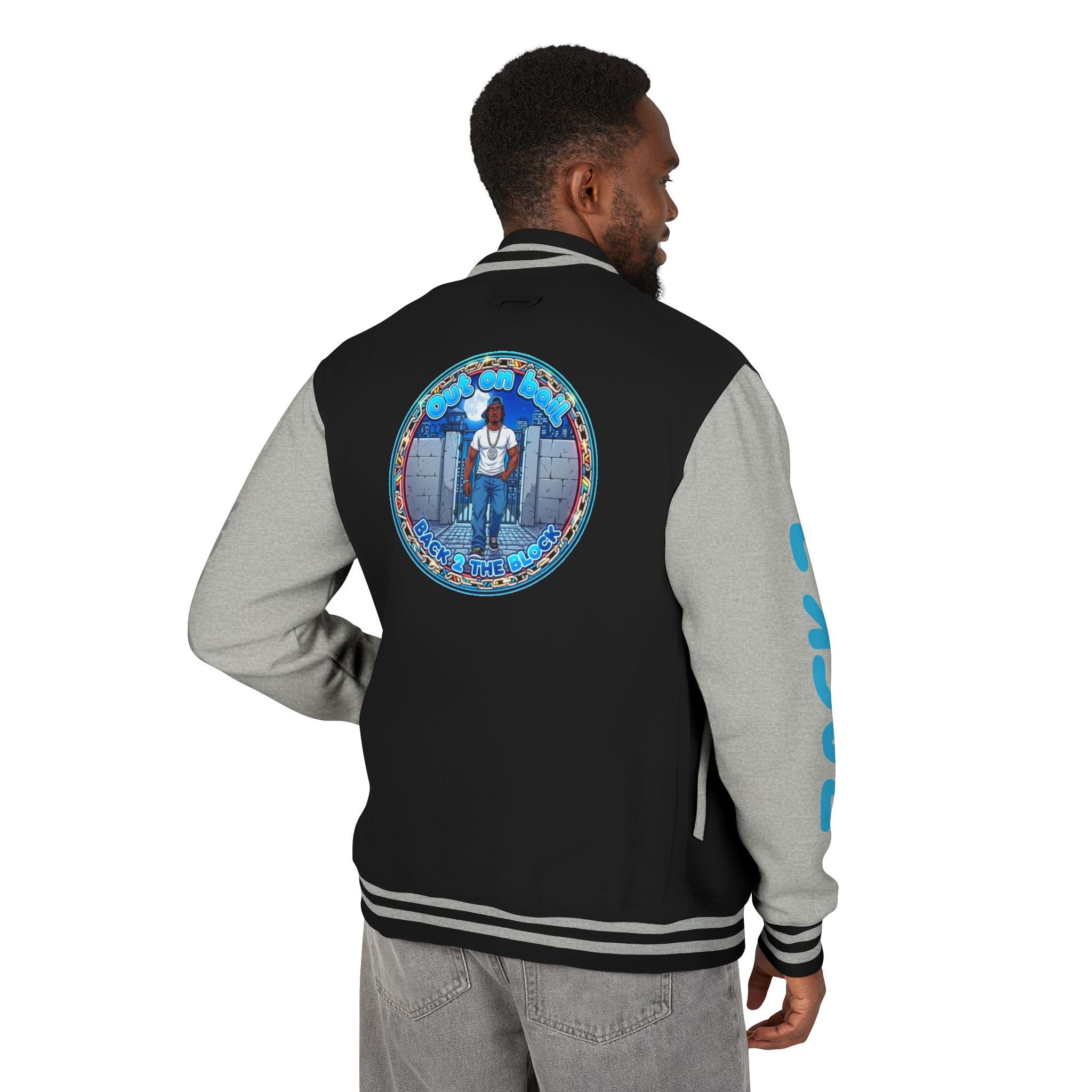 Letterman Jacket — 'Back 2 The Block' Retro Streetwear Patch Jacket