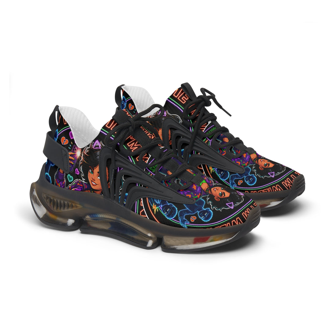 Women's Mesh Sneakers — Colorful Afrocentric Art Print Athletic Shoes